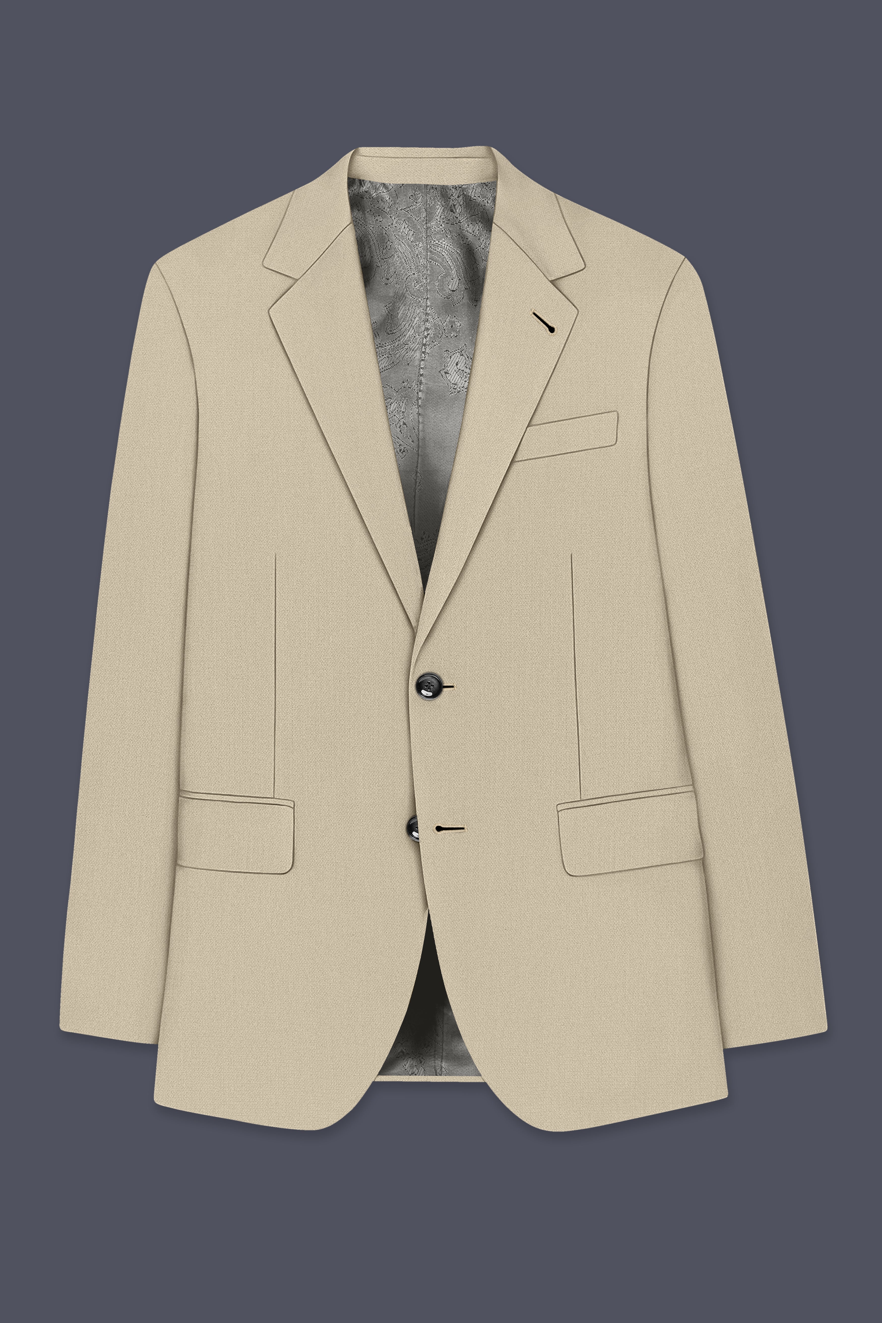 Vellum-Rodeo Cream Diamond Textured Wool Rich Slight Stretch Single Breasted Blazer