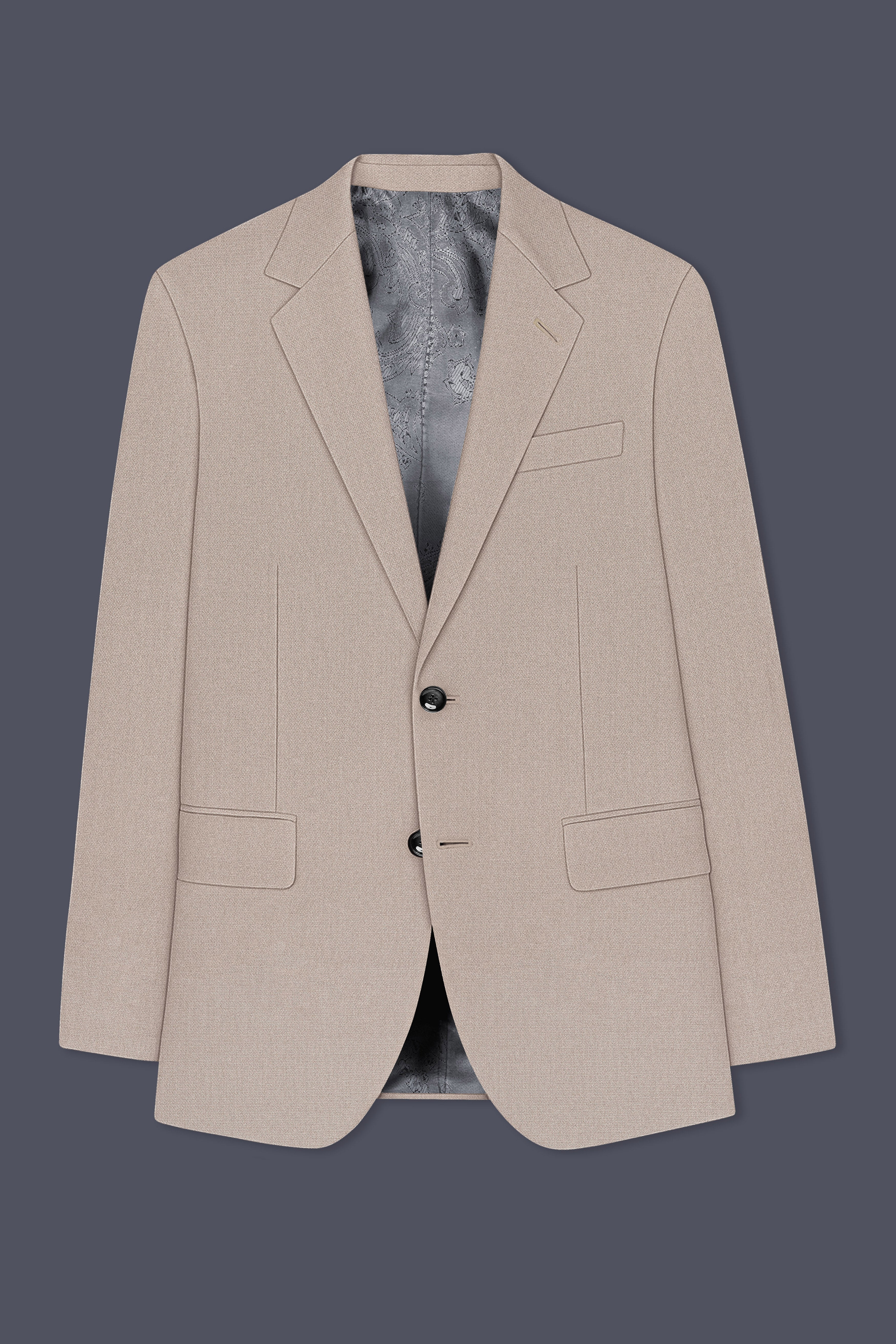 Vellum-Rodeo Cream Diamond Textured Wool Rich Slight Stretch Single Breasted Blazer