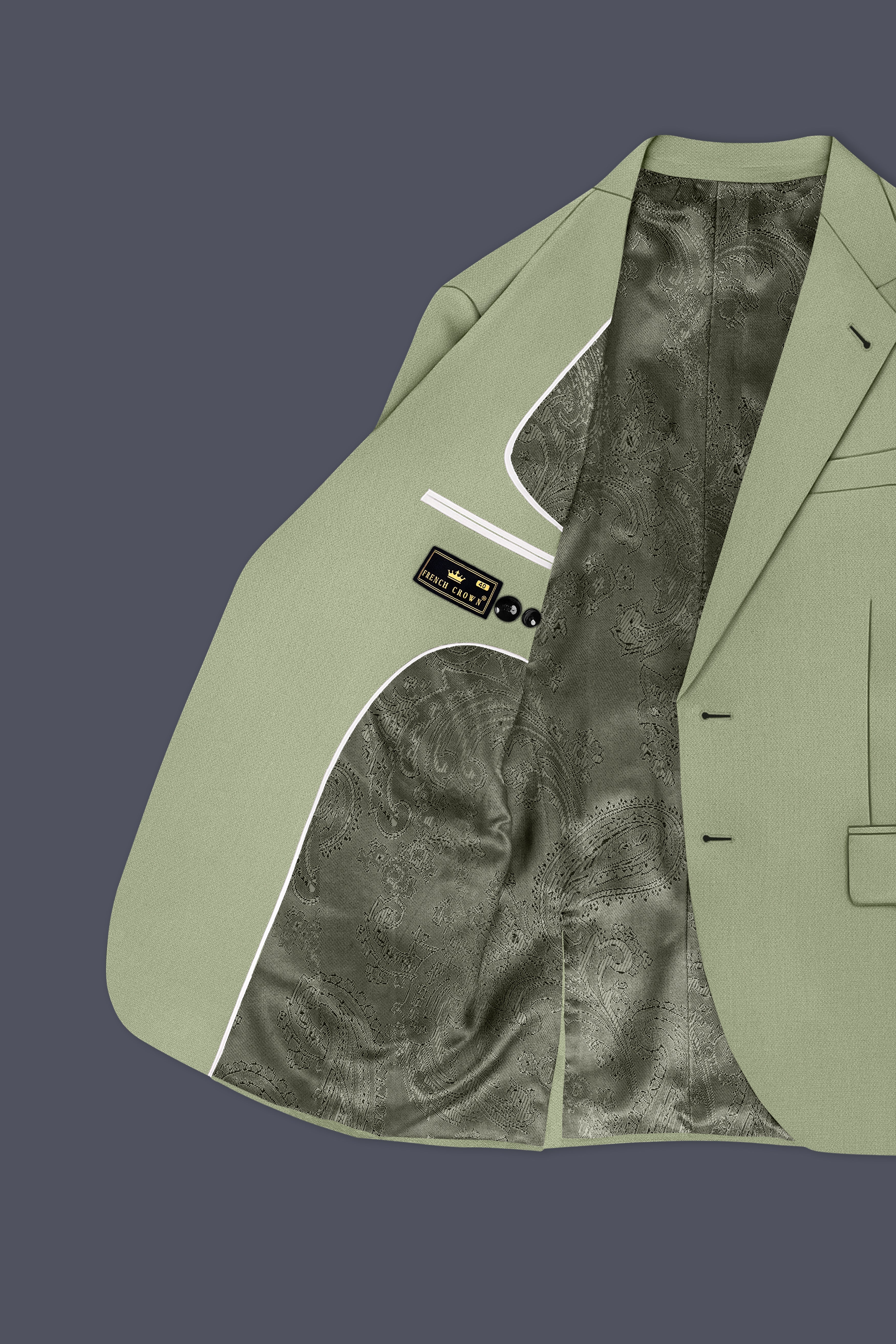 Verdo-Pablo Green Diamond Textured Wool Rich Slight Stretch Single Breasted Blazer