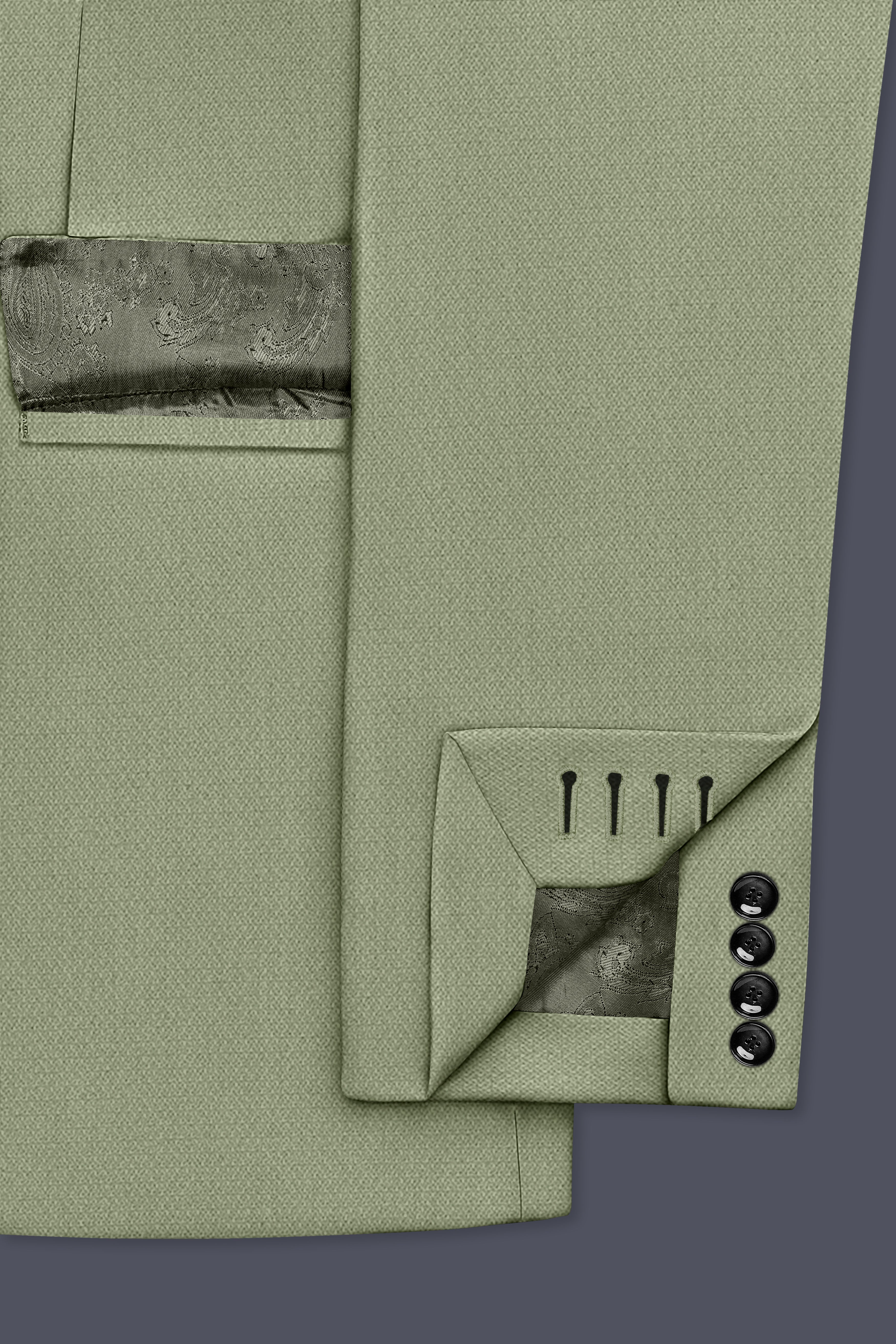 Verdo-Pablo Green Diamond Textured Wool Rich Slight Stretch Single Breasted Blazer