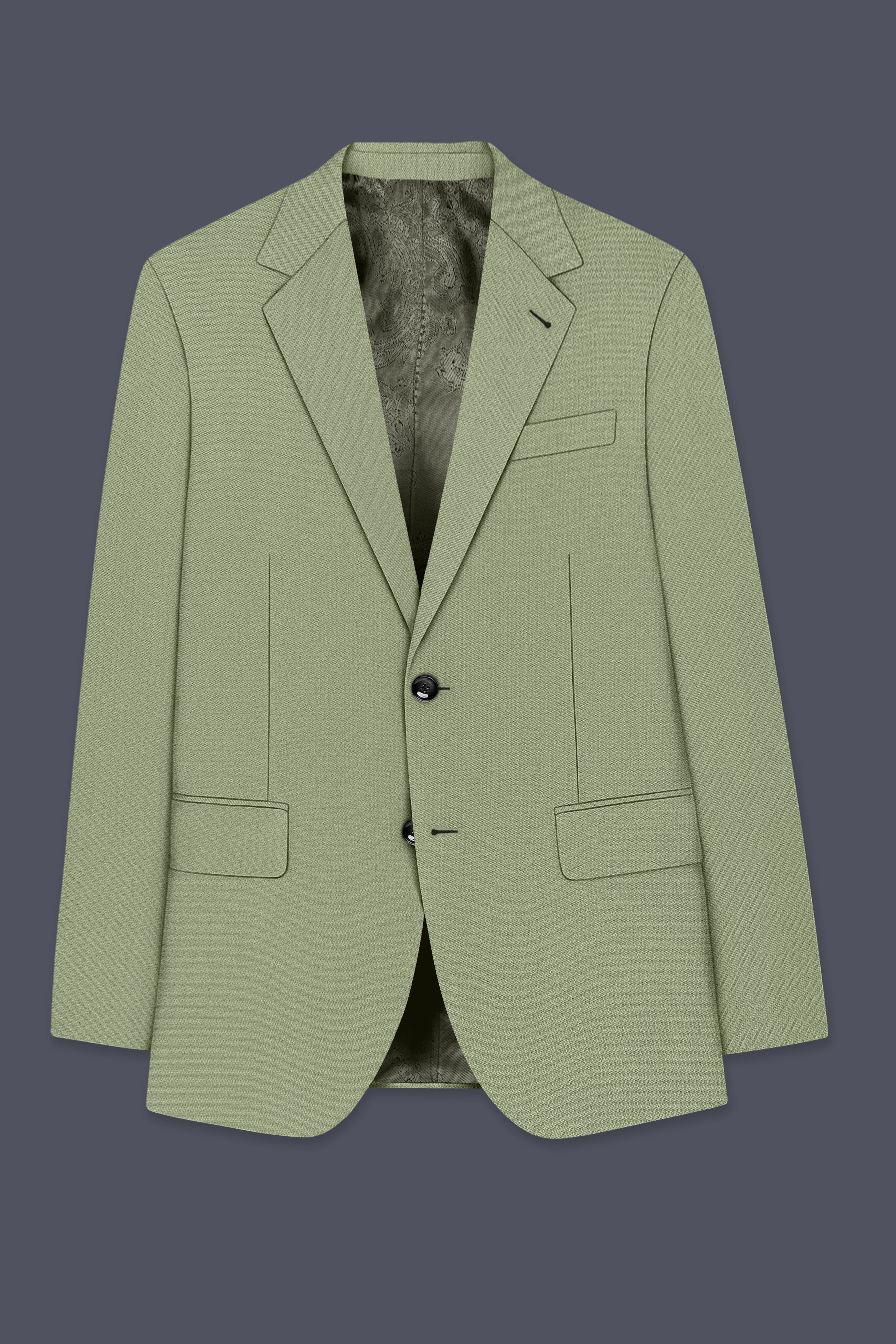 Verdo-Pablo Green Diamond Textured Wool Rich Slight Stretch Single Breasted Blazer