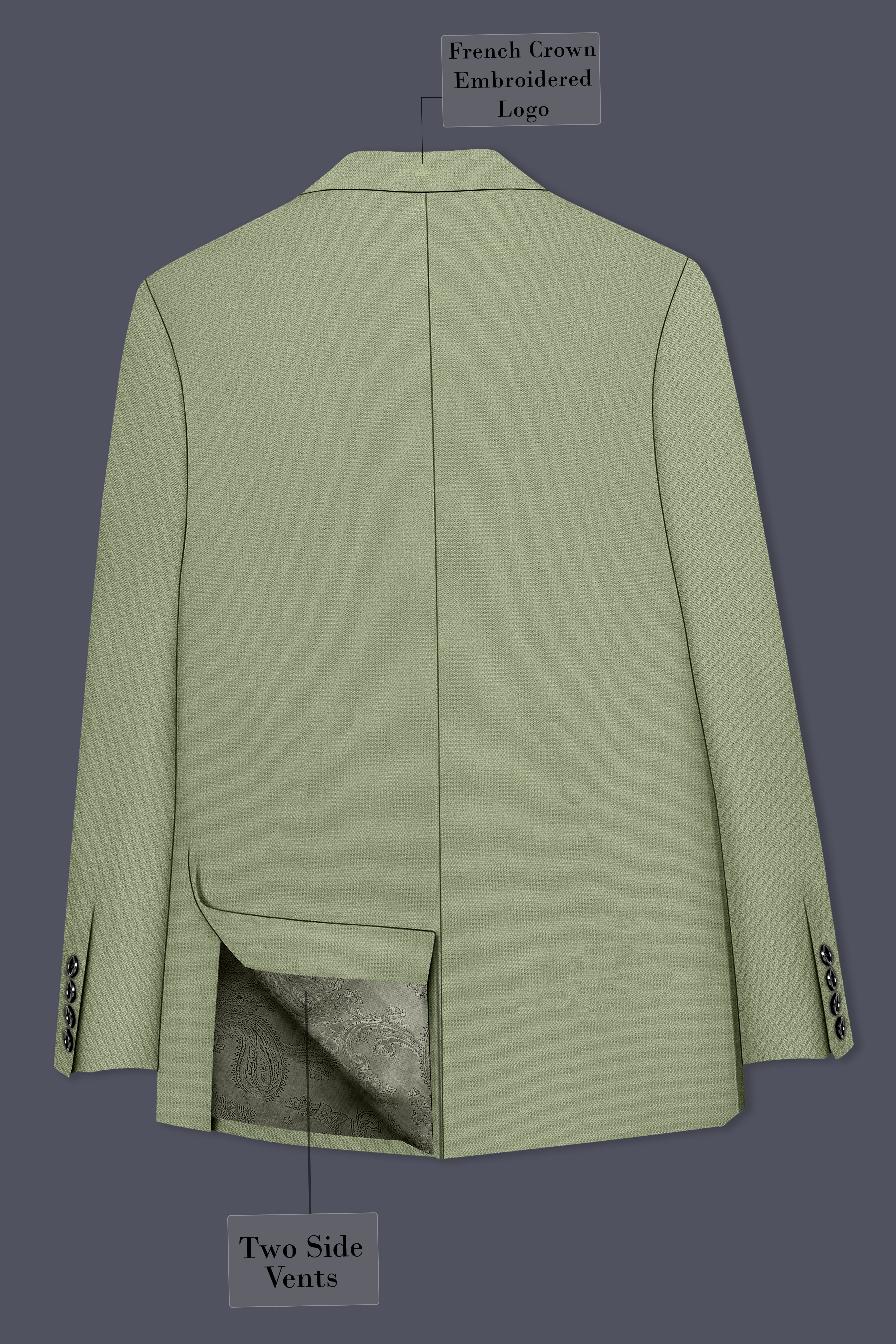 Verdo-Pablo Green Diamond Textured Wool Rich Slight Stretch Single Breasted Blazer