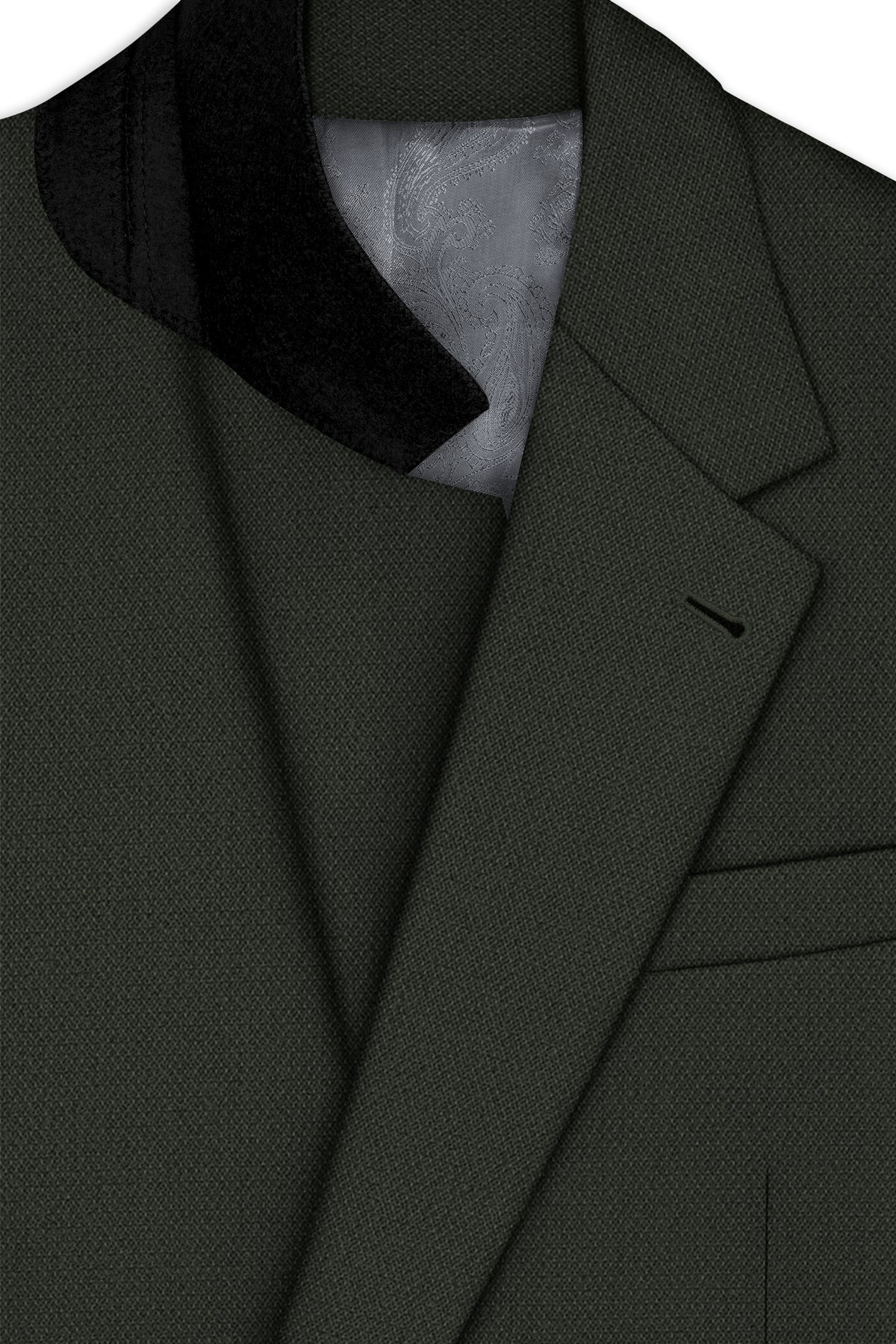 Velaro-Rangoon Green Diamond Textured Wool Rich Slight Stretch Single Breasted Blazer