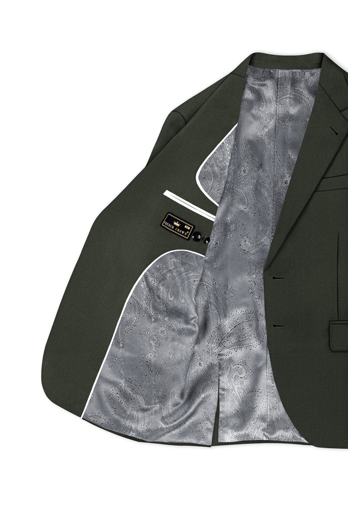 Velaro-Rangoon Green Diamond Textured Wool Rich Slight Stretch Single Breasted Blazer