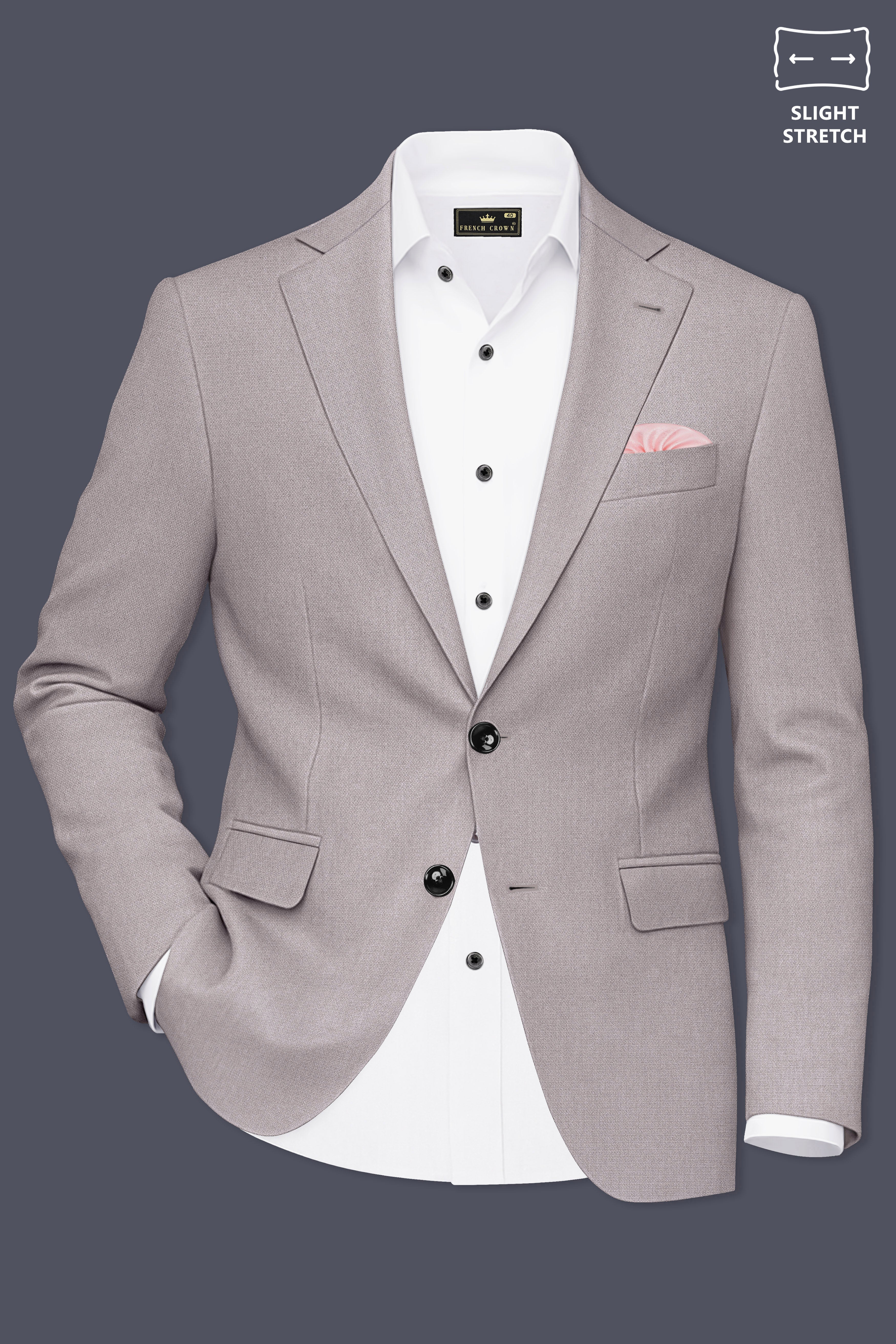 Helix-Fossil Gray Diamond Textured Wool Rich Slight Stretch Single Breasted Blazer