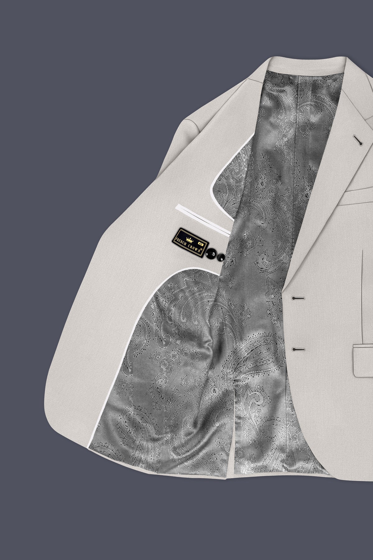 Helix-Fossil Gray Diamond Textured Wool Rich Slight Stretch Single Breasted Blazer