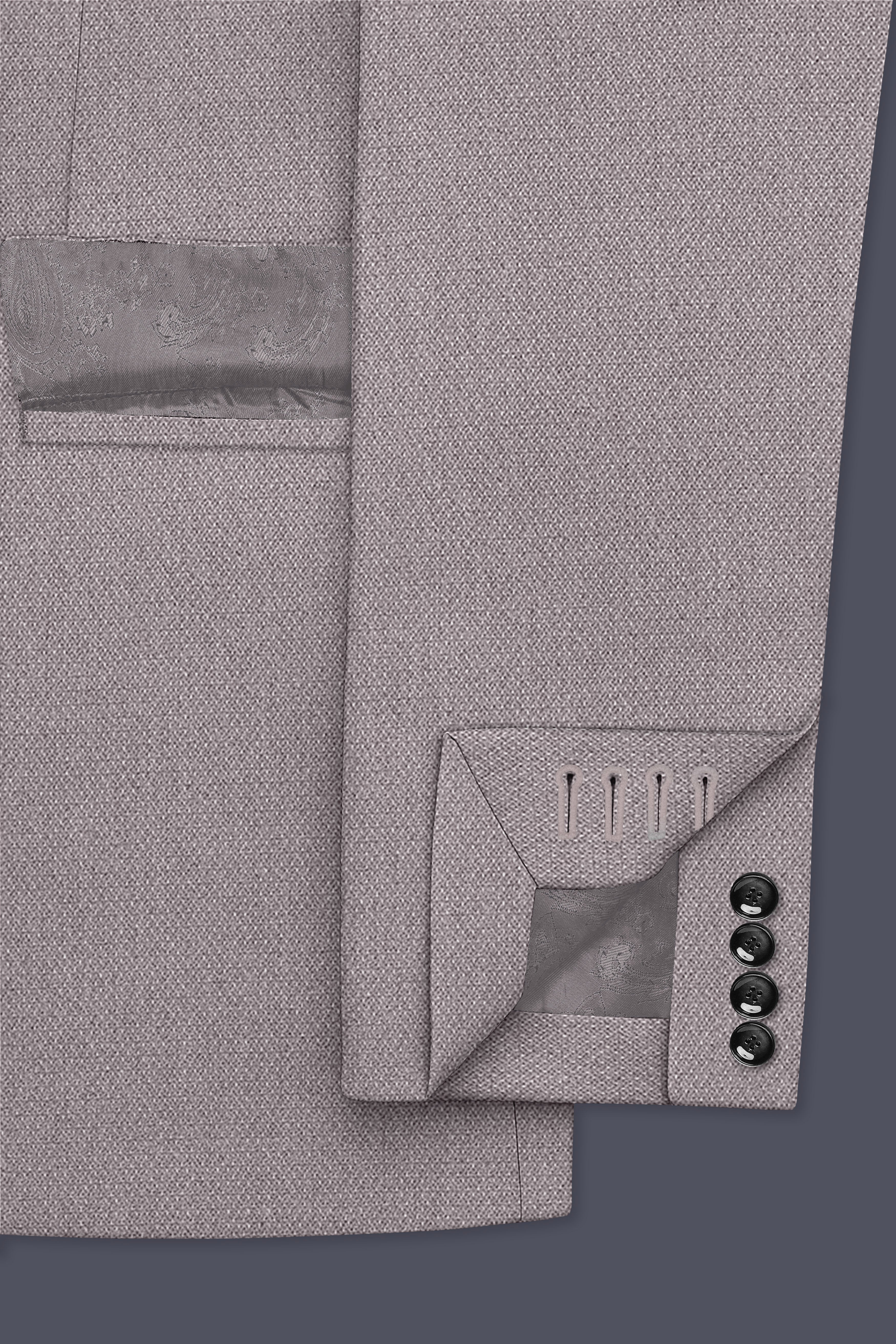 Helix-Fossil Gray Diamond Textured Wool Rich Slight Stretch Single Breasted Blazer