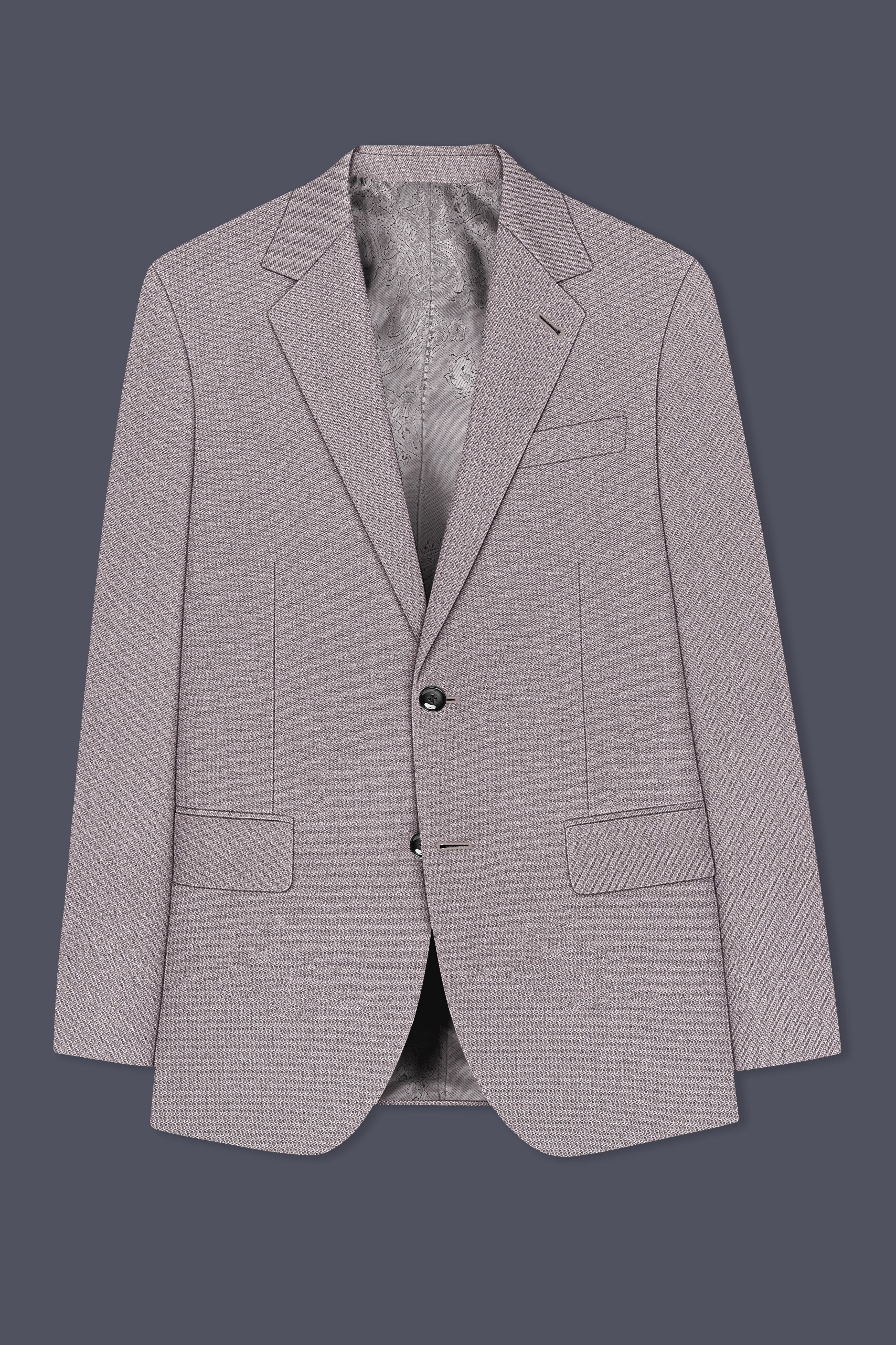 Helix-Fossil Gray Diamond Textured Wool Rich Slight Stretch Single Breasted Blazer