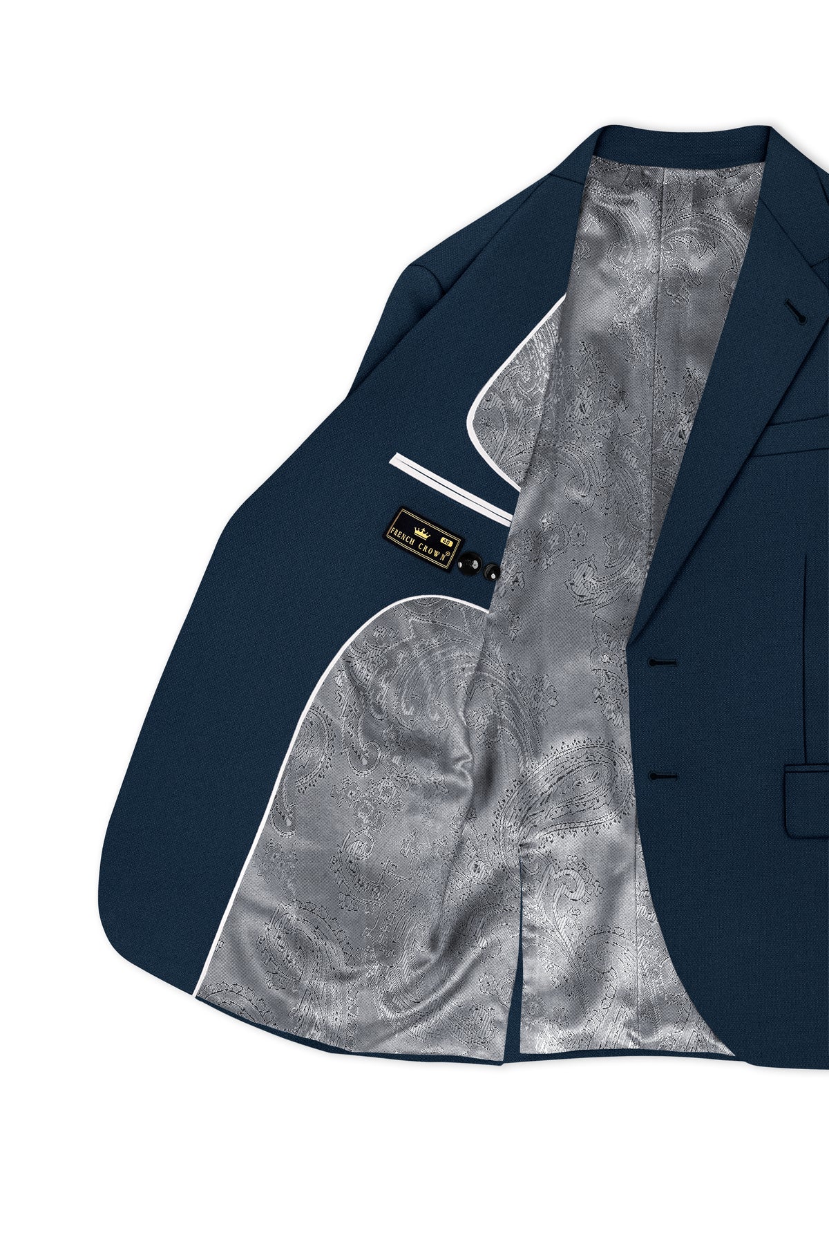 Noctis-Cinder Blue Diamond Textured Wool Rich Slight Stretch Single Breasted Blazer
