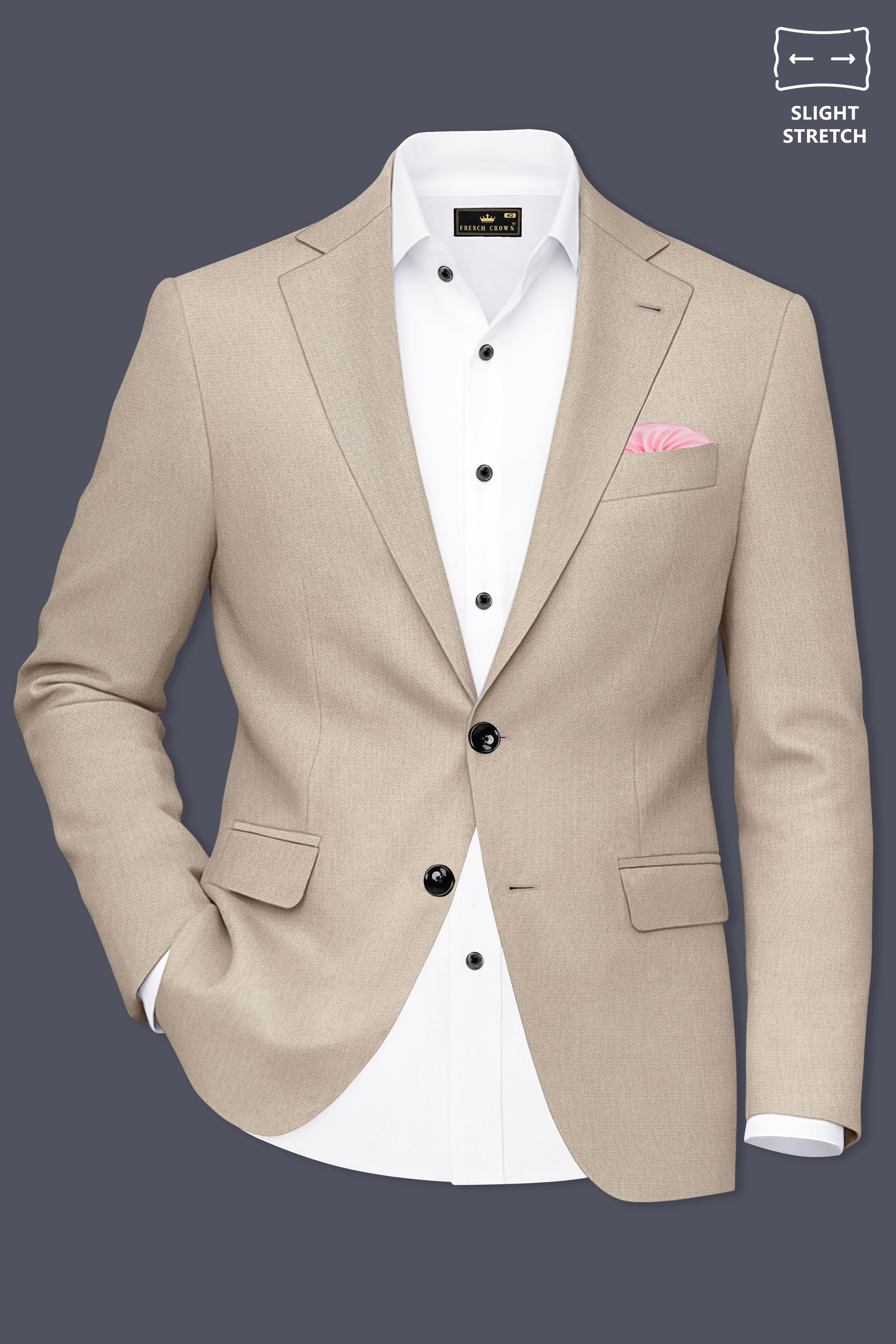 Sienna-Malta Cream Diamond Textured Wool Rich Slight Stretch Single Breasted Blazer