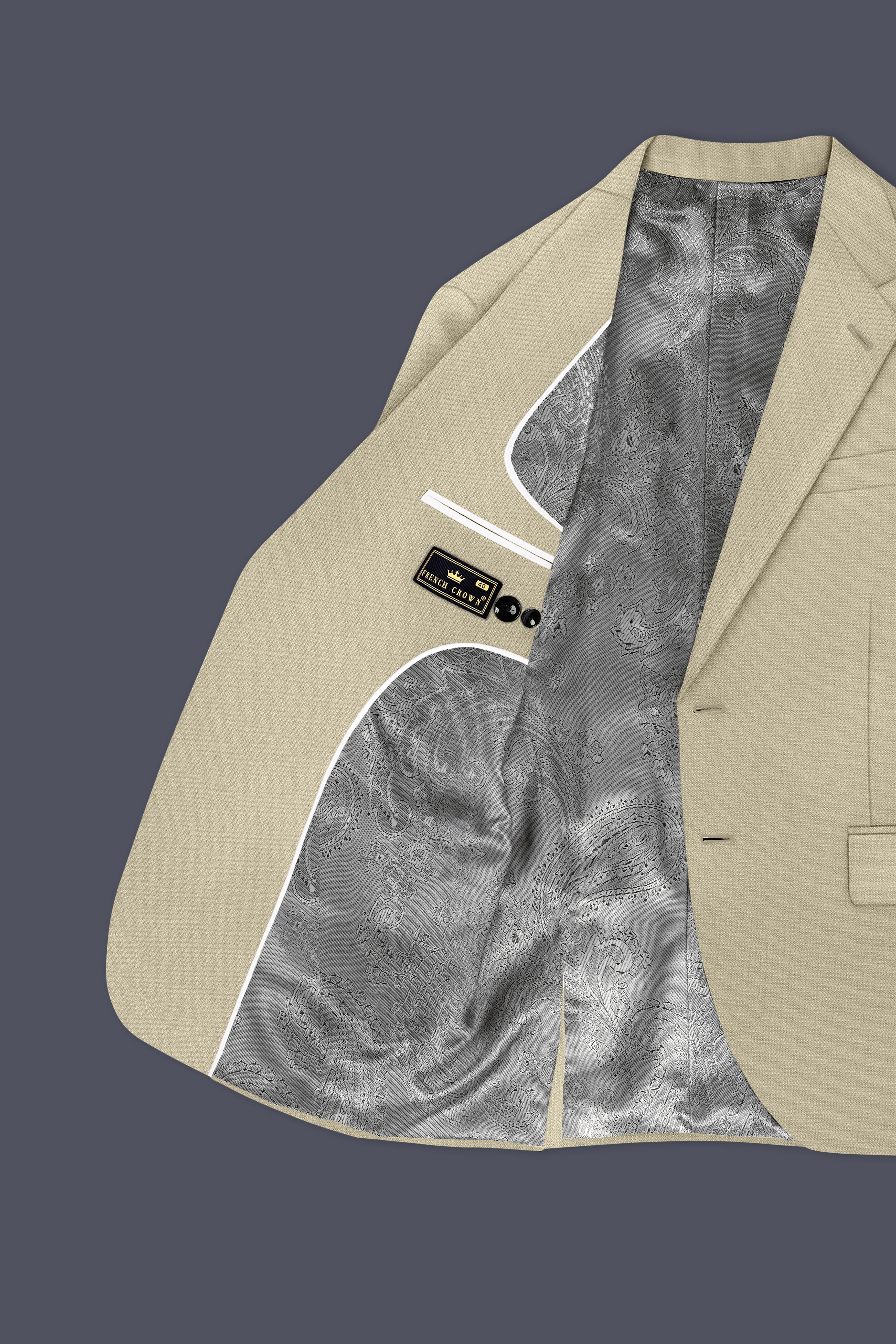 Cedar-Tallow Green Diamond Textured Wool Rich Slight Stretch Single Breasted Blazer