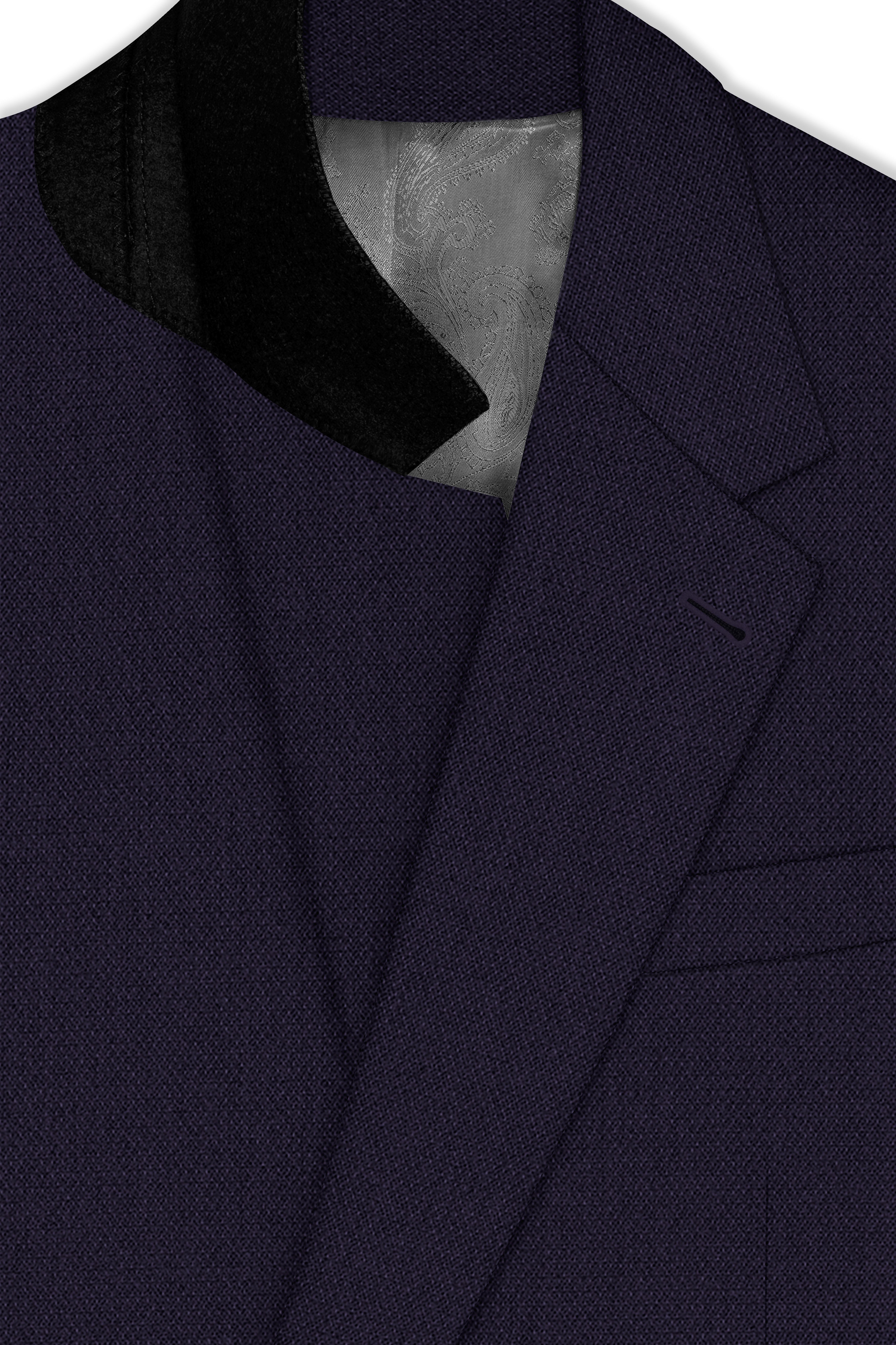 Vesper-Bastille Purple Diamond Textured Wool Rich Slight Stretch Single Breasted Blazer