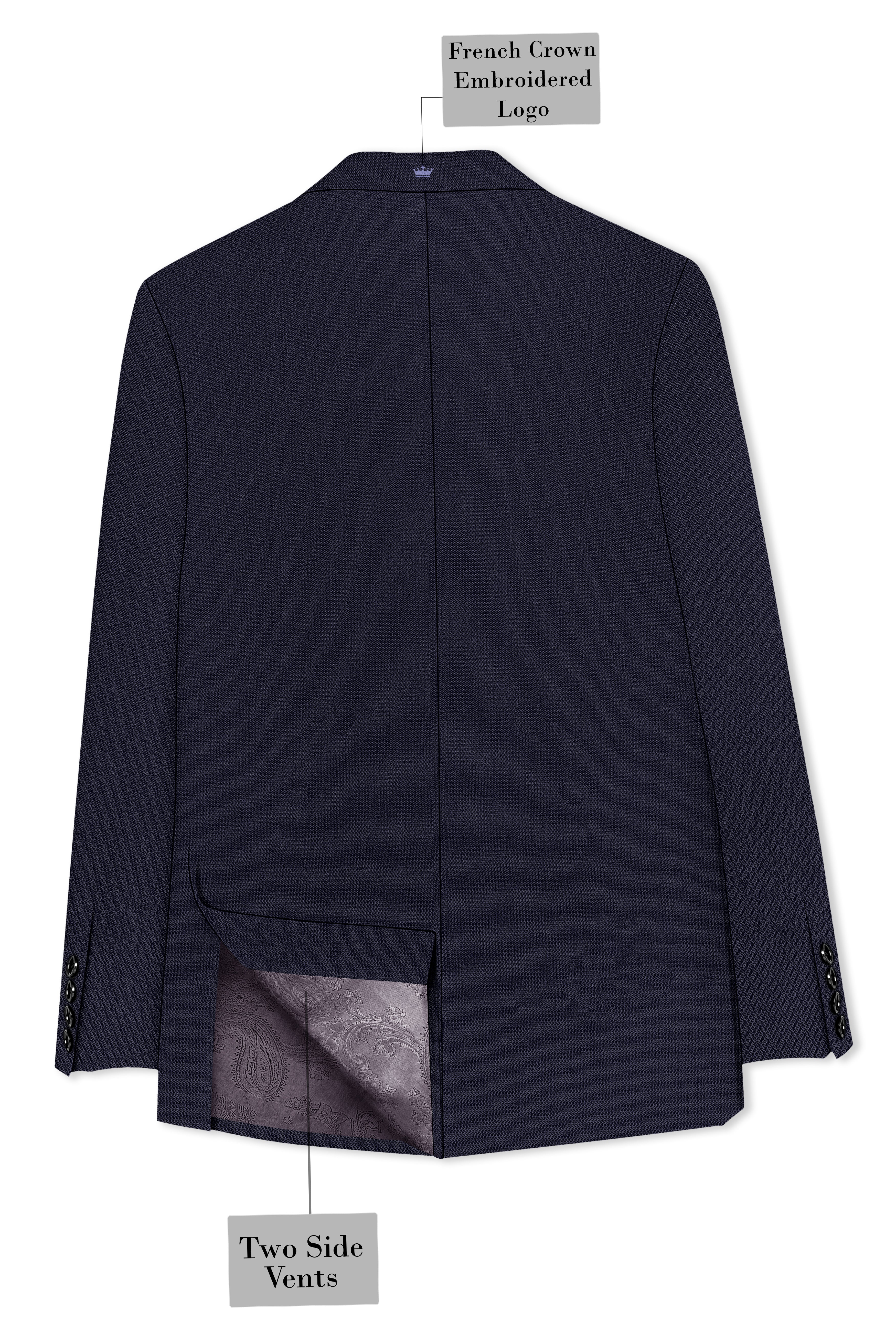 Vesper-Bastille Purple Diamond Textured Wool Rich Slight Stretch Single Breasted Blazer