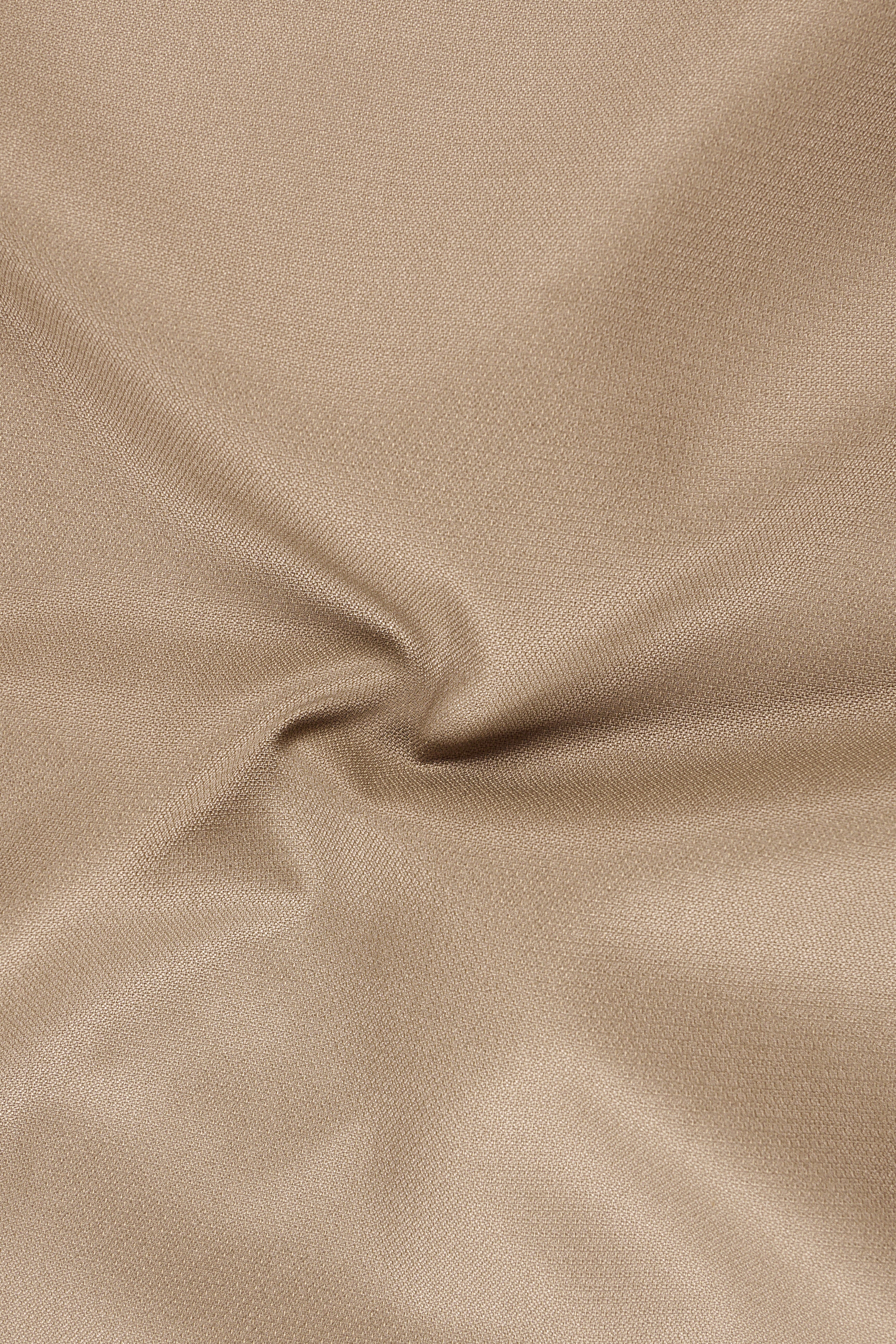 Sable-Mongoose Cream Diamond Textured Wool Rich Slight Stretch Single Breasted Blazer