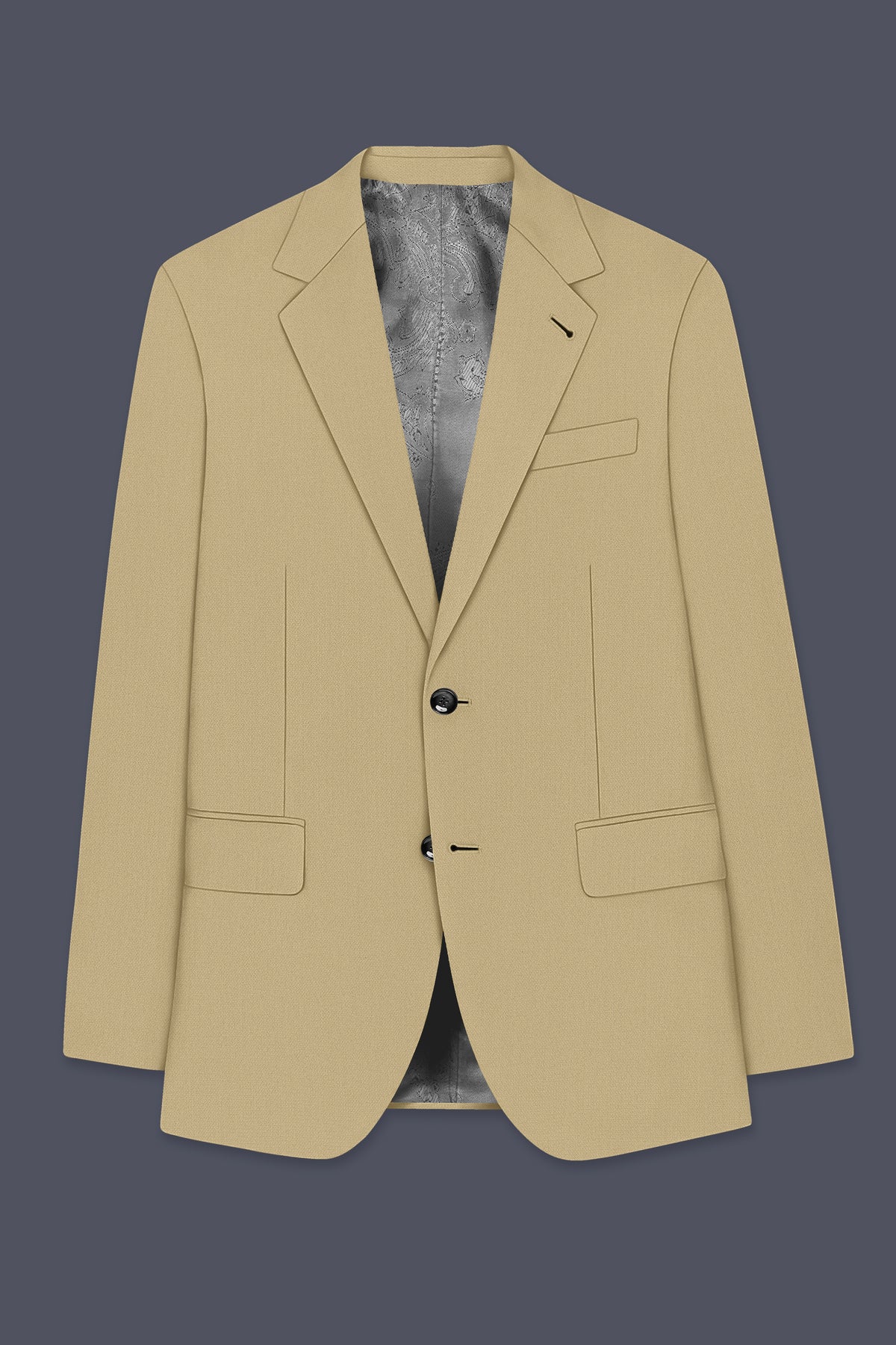Sable-Mongoose Cream Diamond Textured Wool Rich Slight Stretch Single Breasted Blazer