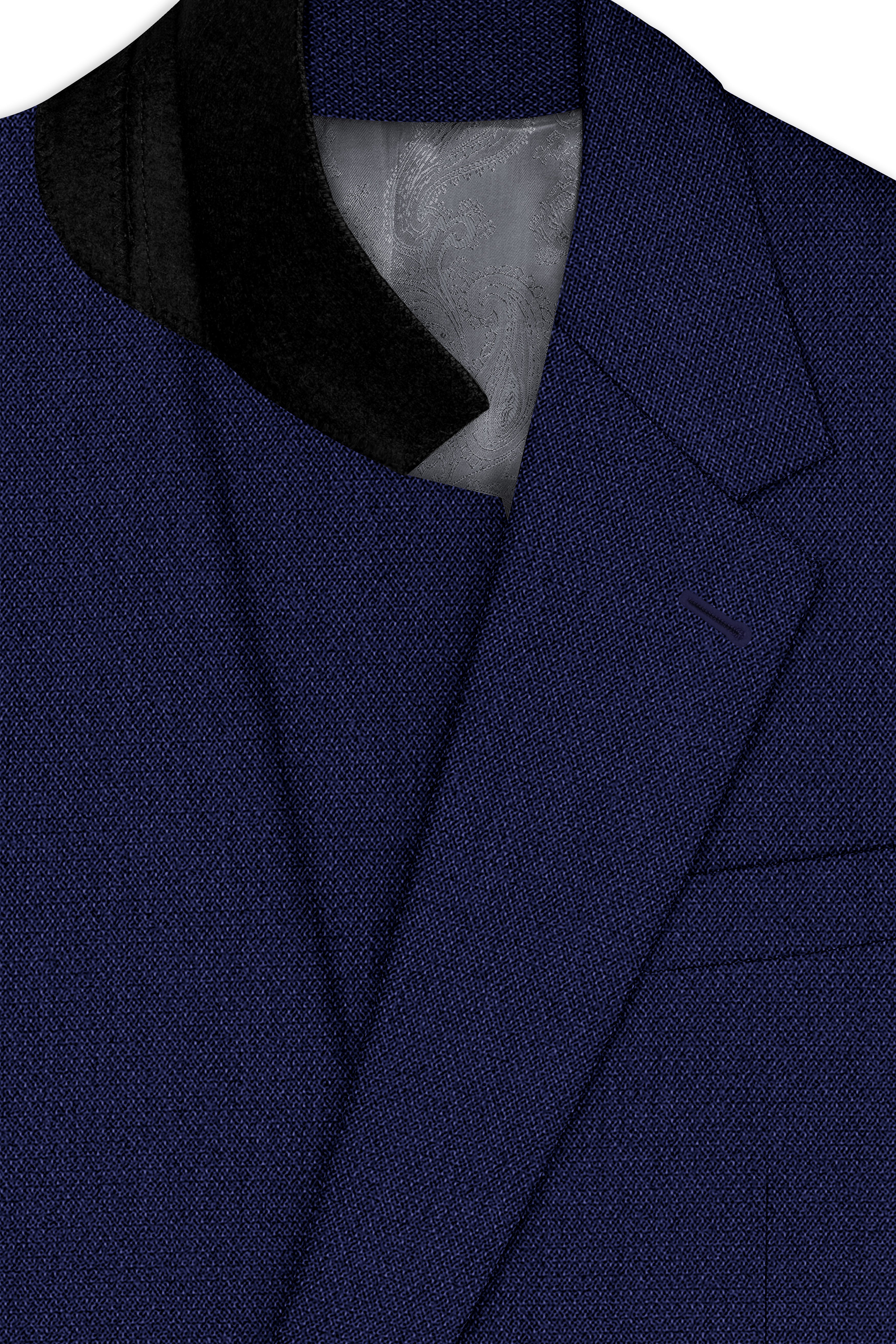 Orion-Vulcan Blue Diamond Textured Wool Rich Slight Stretch Single Breasted Blazer
