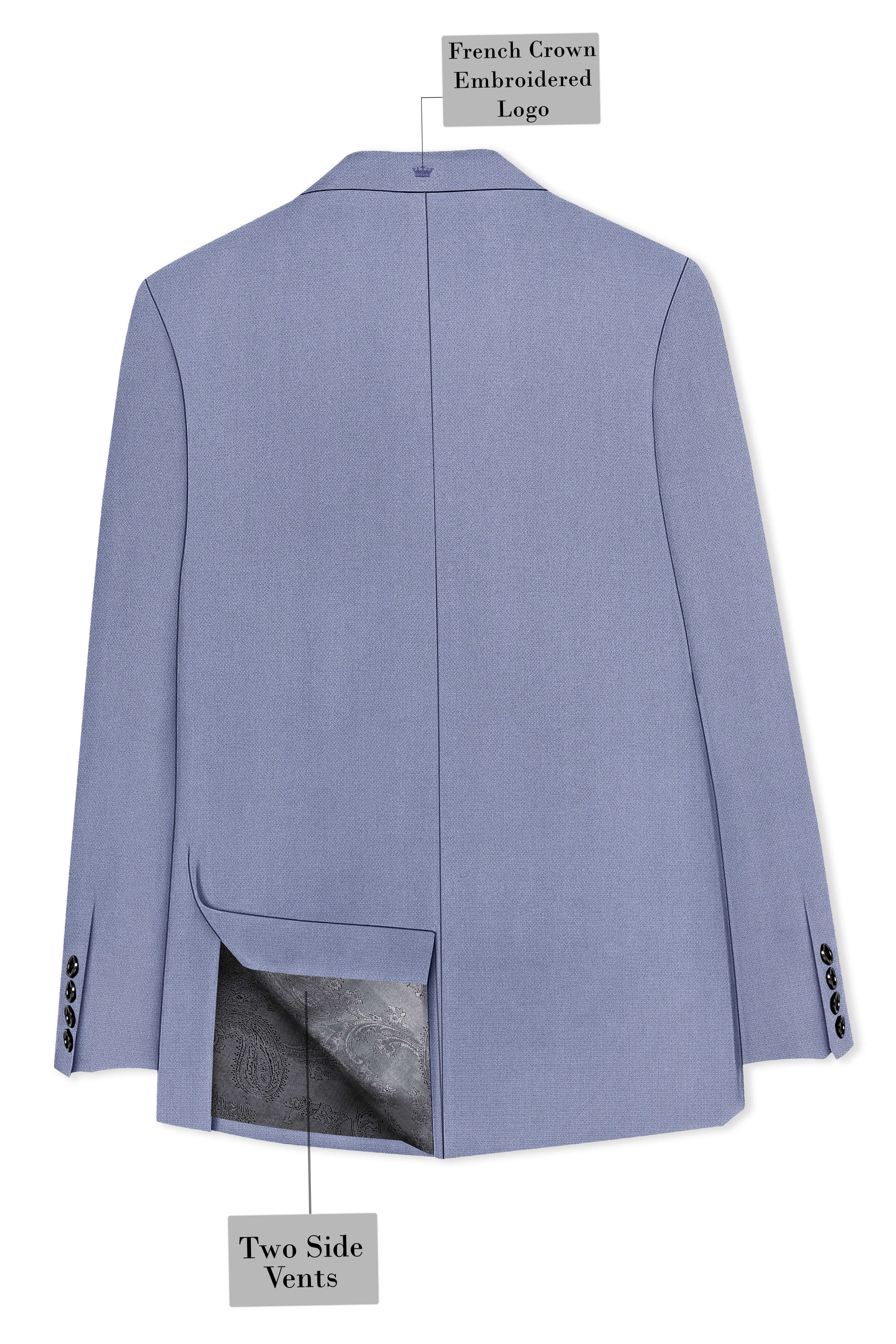 Harbor-Waterloo Blue Diamond Textured Wool Rich Slight Stretch Double Breasted Blazer