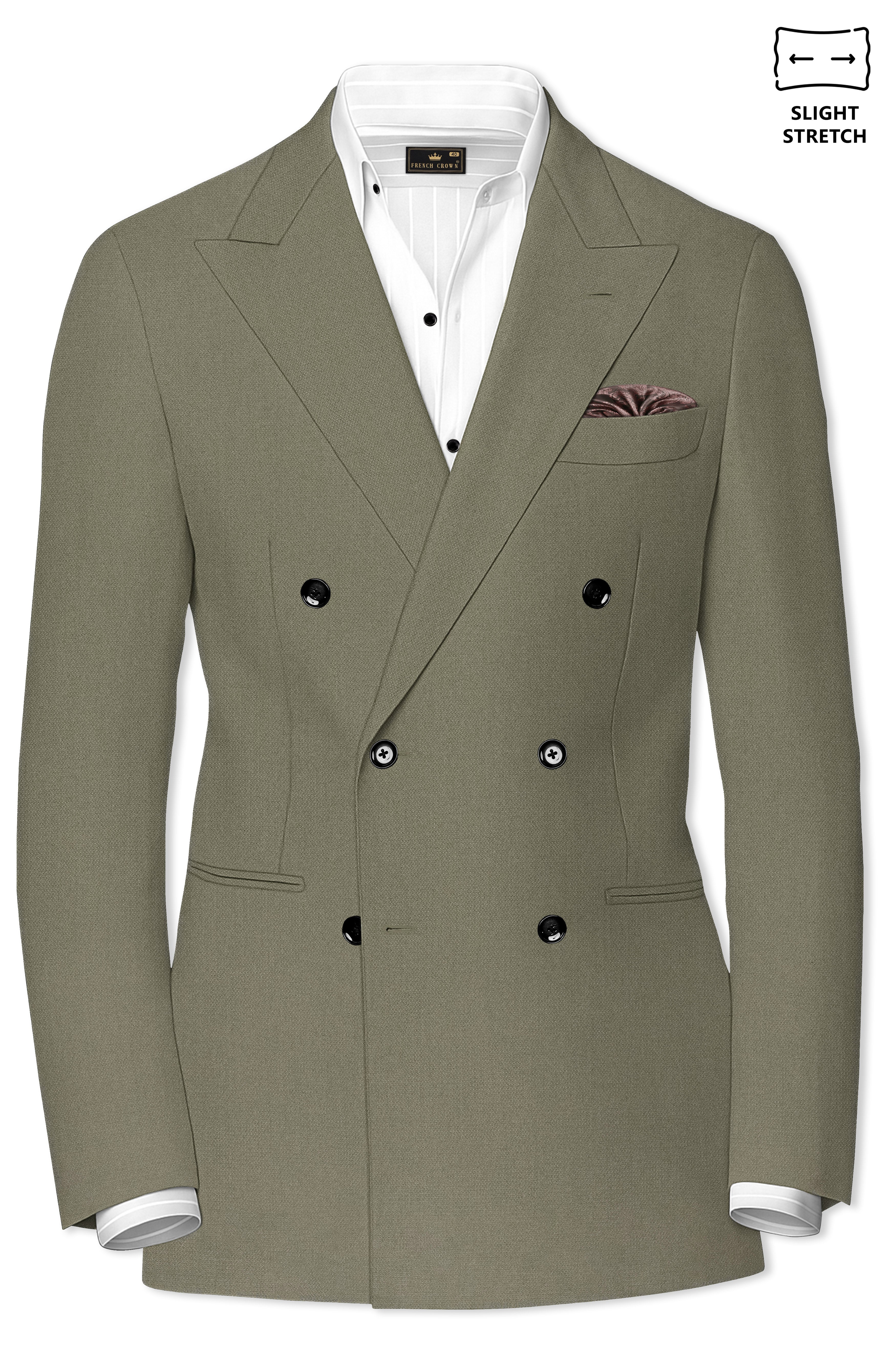 Verdo-Pablo Green Diamond Textured Wool Rich Slight Stretch Double Breasted Blazer