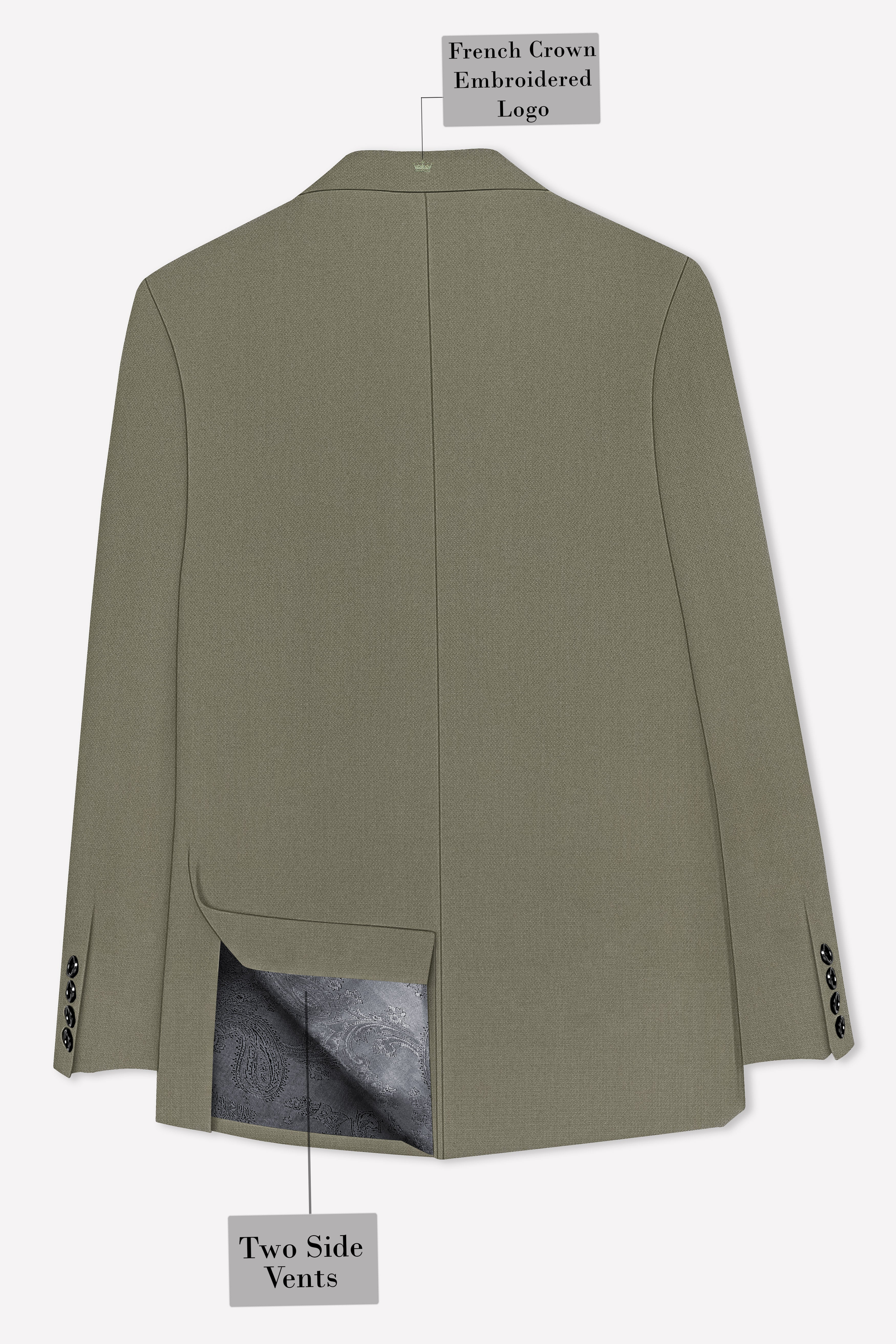 Verdo-Pablo Green Diamond Textured Wool Rich Slight Stretch Double Breasted Blazer