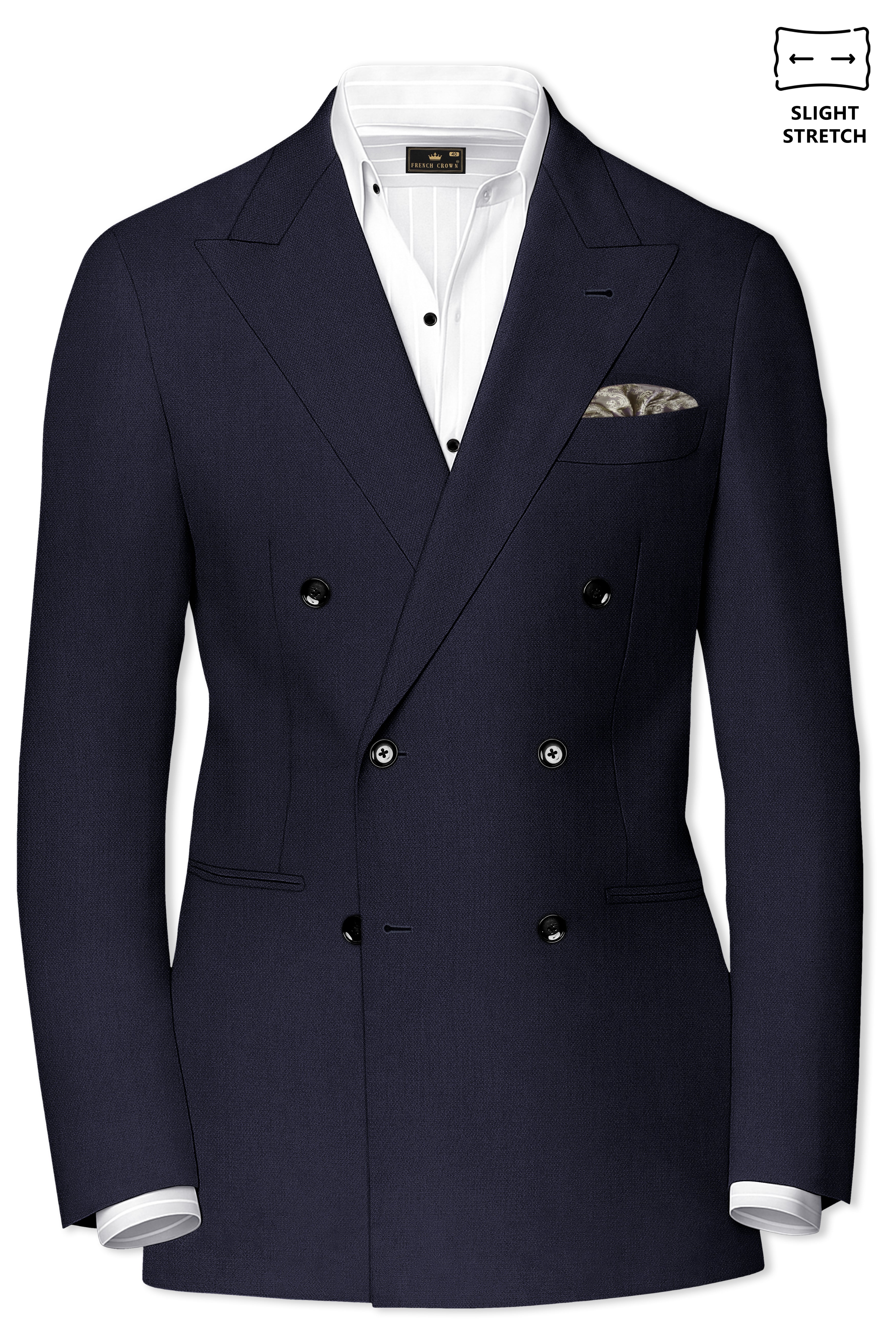 Vesper-Bastille Purple Diamond Textured Wool Rich Slight Stretch Double Breasted Blazer