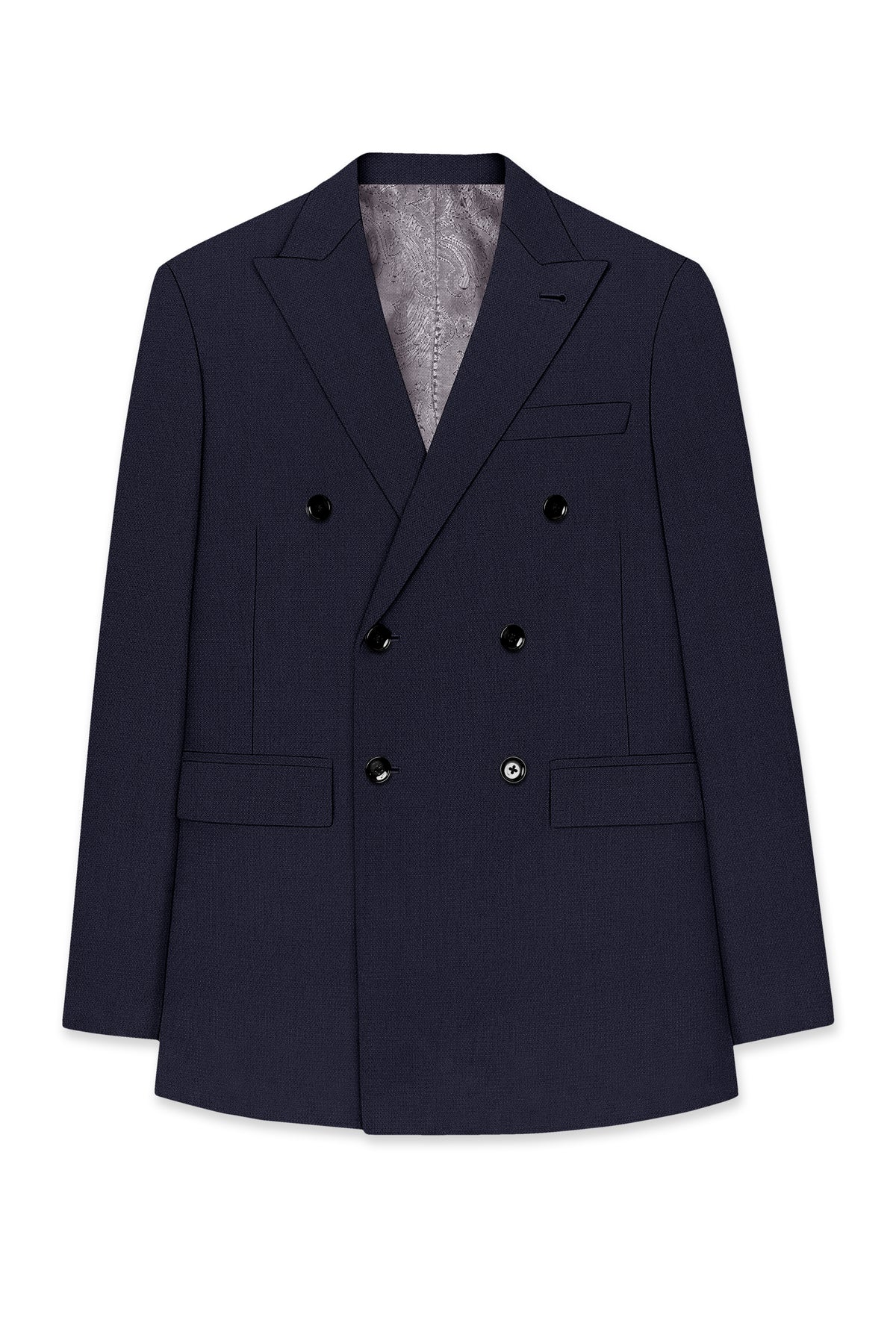 Vesper-Bastille Purple Diamond Textured Wool Rich Slight Stretch Double Breasted Blazer