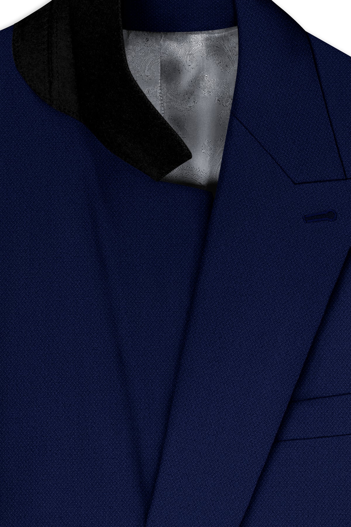Orion-Vulcan Blue Diamond Textured Wool Rich Slight Stretch Double Breasted Blazer