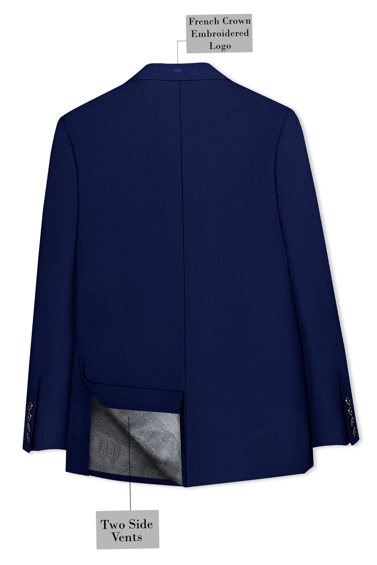 Orion-Vulcan Blue Diamond Textured Wool Rich Slight Stretch Double Breasted Blazer
