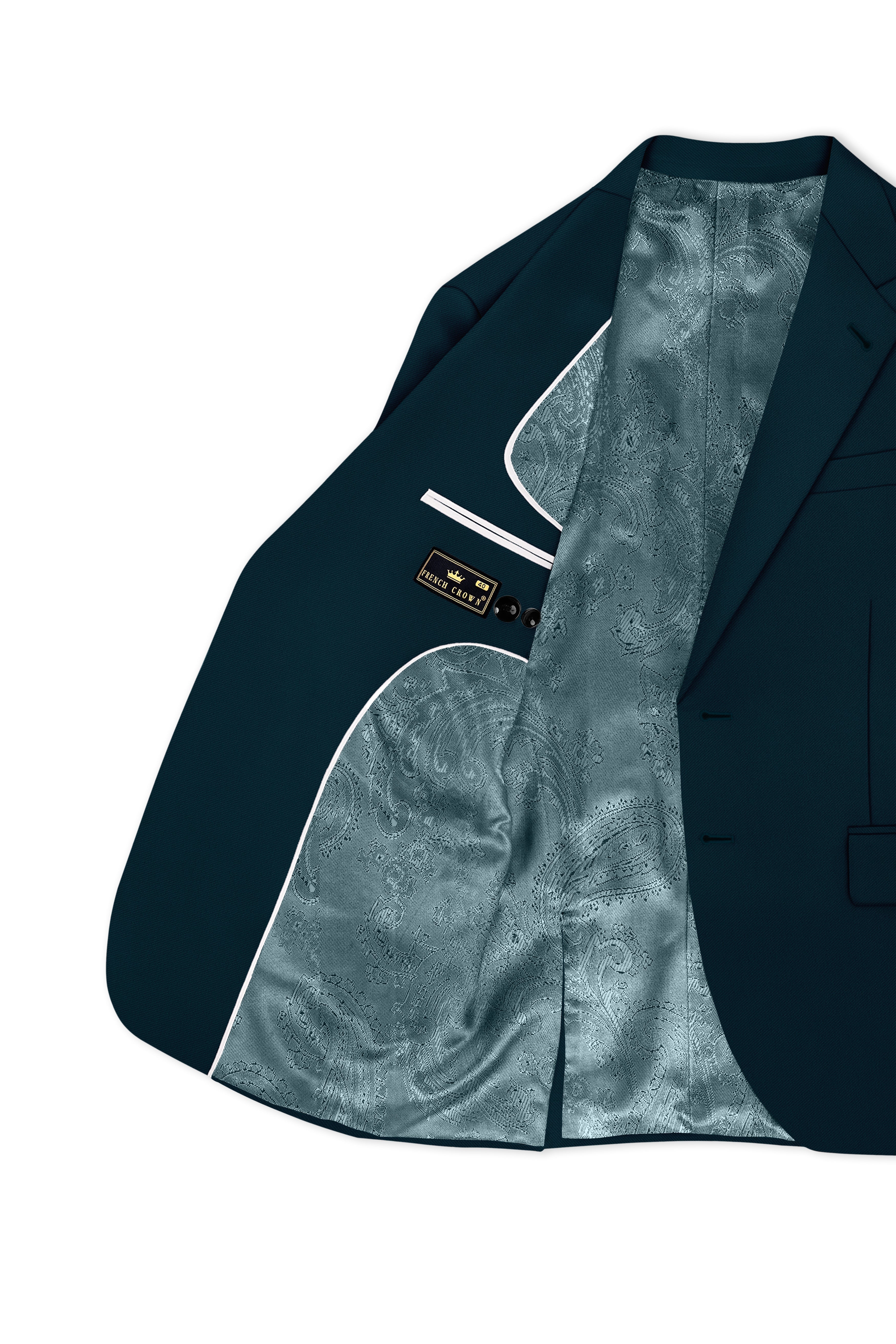 Zephyr-Korean Teal Green 4-Way Stretch Wrinkle-Free Wool Rich Single Breasted Blazer