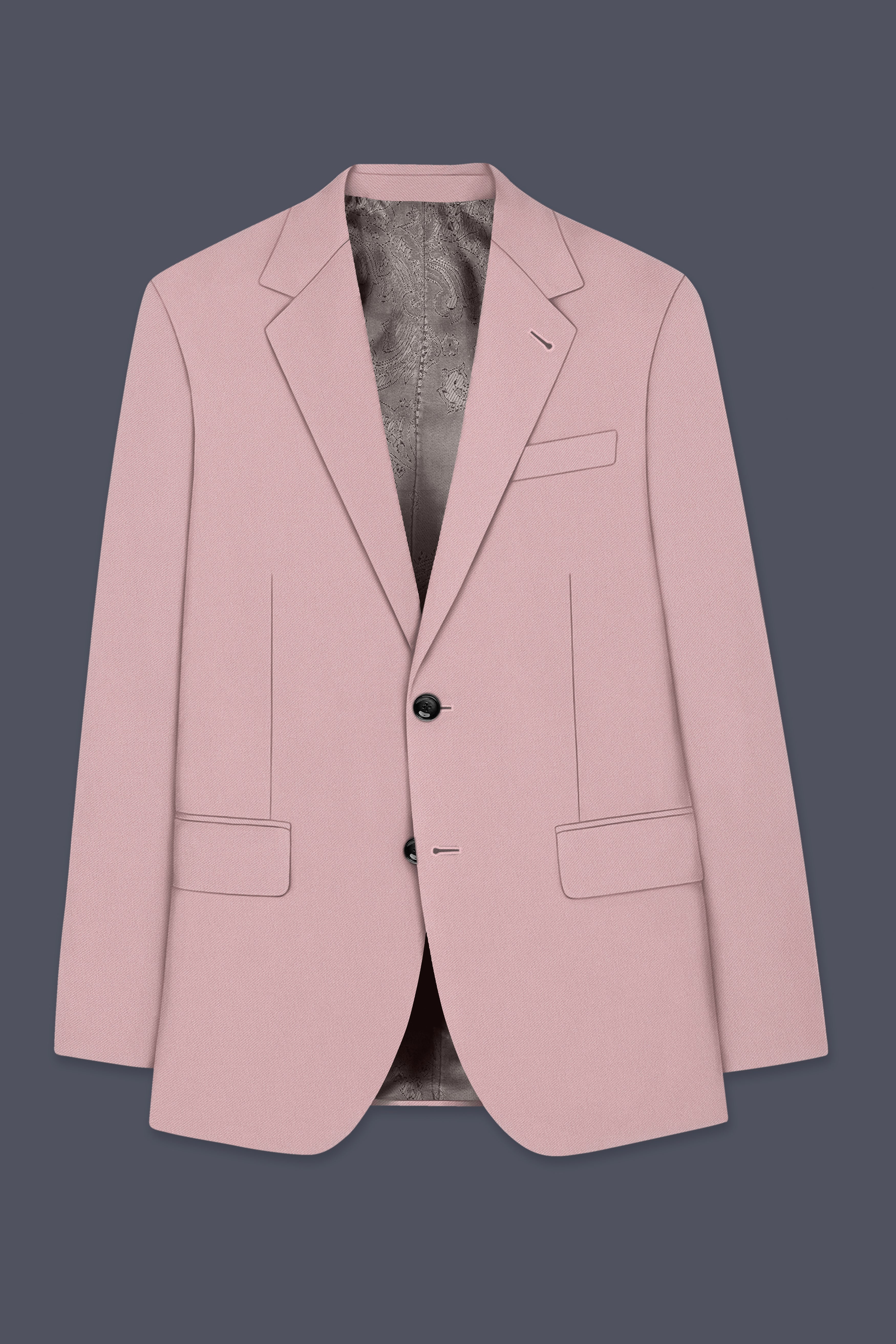 Solenne-Korean Pharlap Peach 4-Way Stretch Wrinkle-Free Wool Rich Single Breasted Blazer