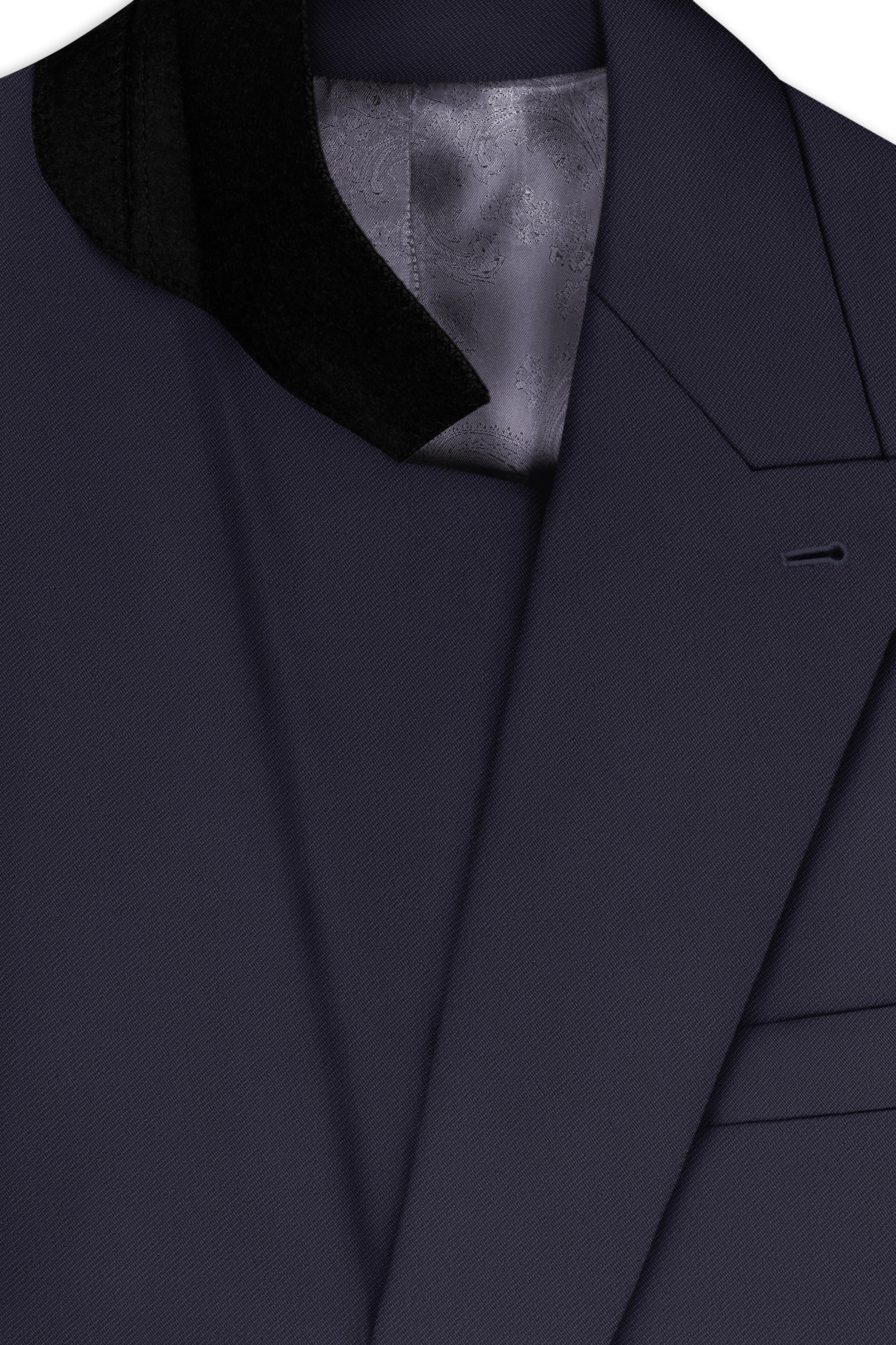 Kairo-Korean Charcoal Gray 4-Way Stretch Wrinkle-Free Wool Rich Double Breasted Blazer
