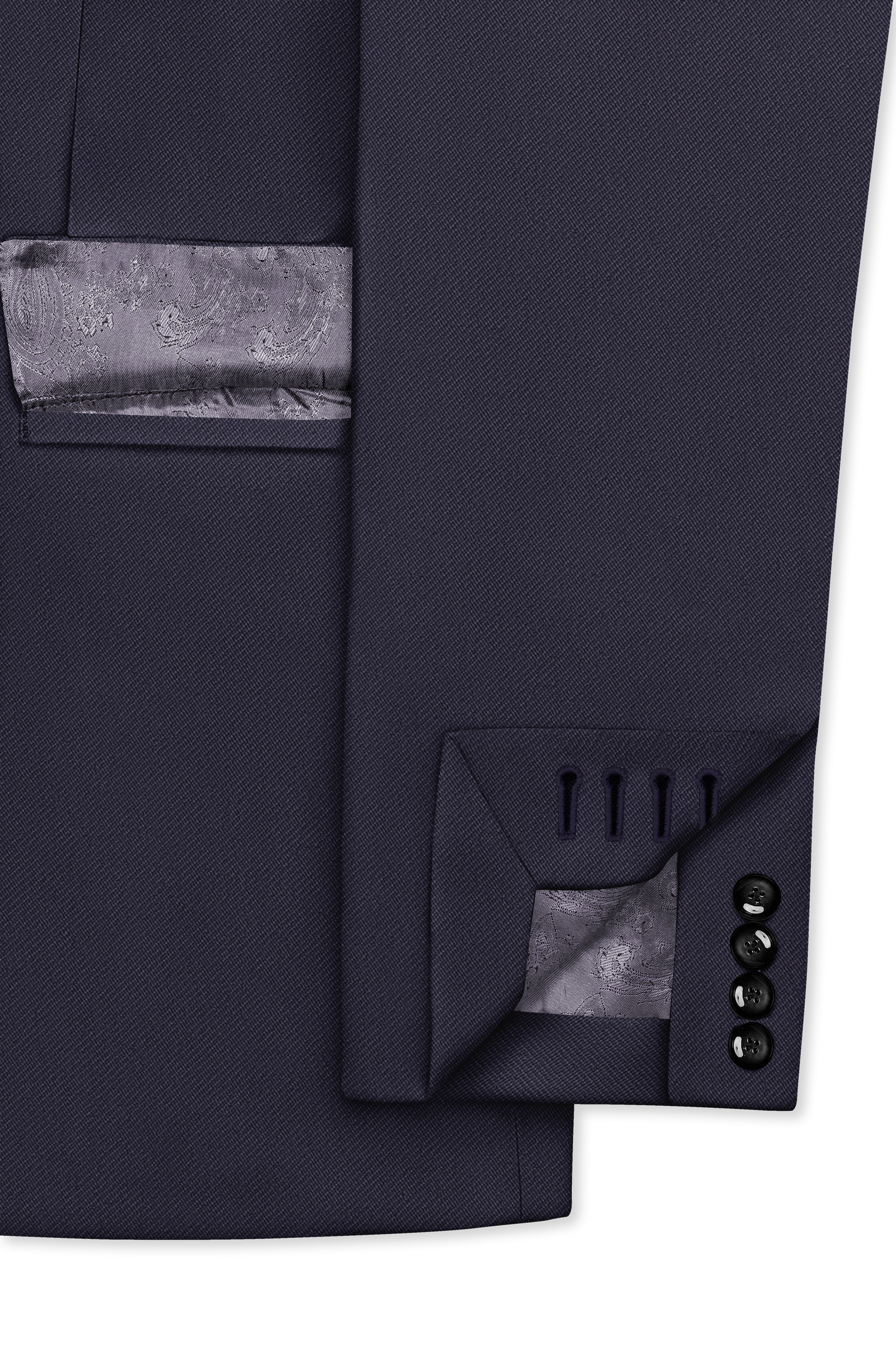 Kairo-Korean Charcoal Gray 4-Way Stretch Wrinkle-Free Wool Rich Double Breasted Blazer