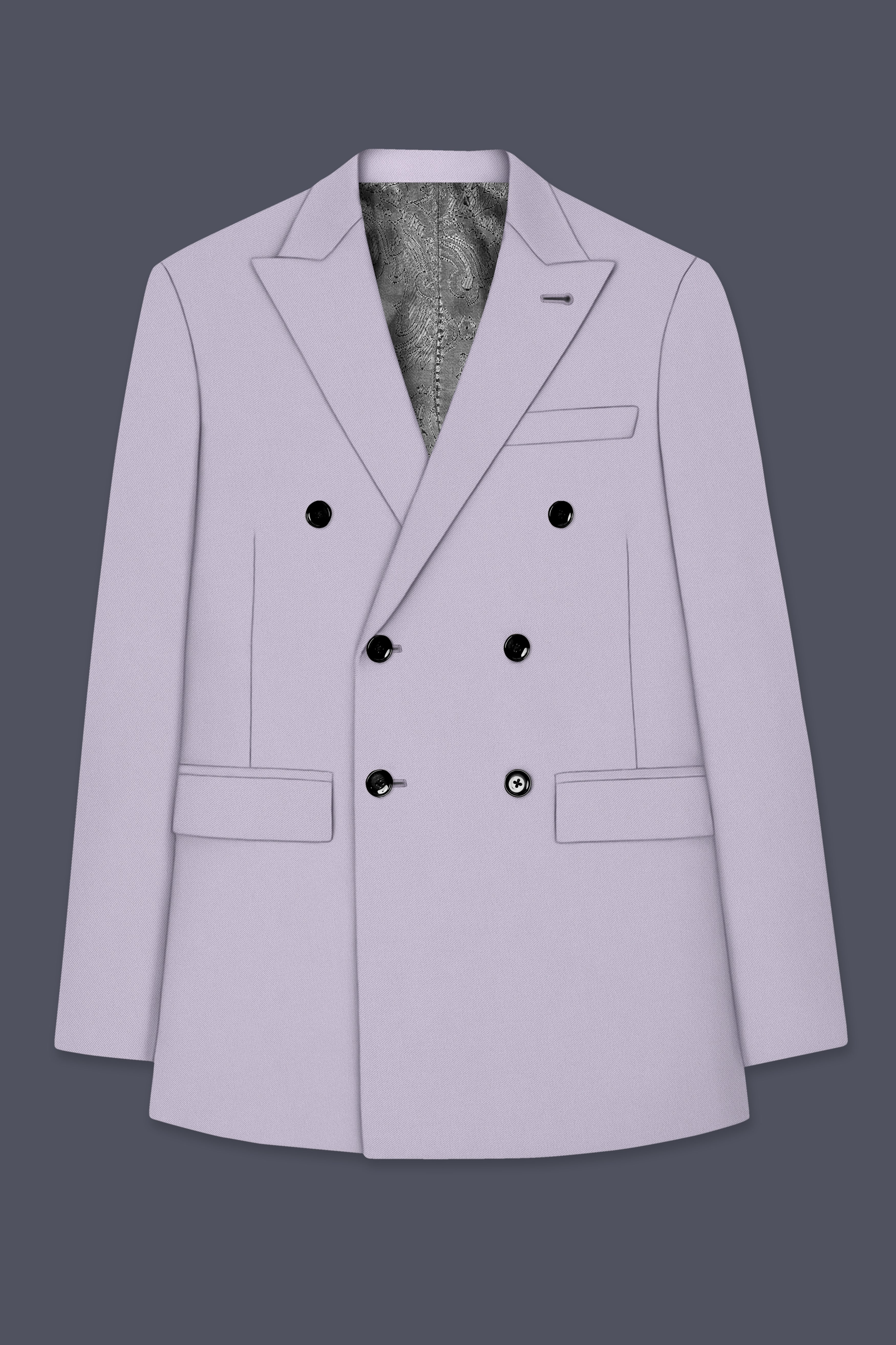 Aegis-Korean Iron Gray 4-Way Stretch Wrinkle-Free Wool Rich Double Breasted Blazer