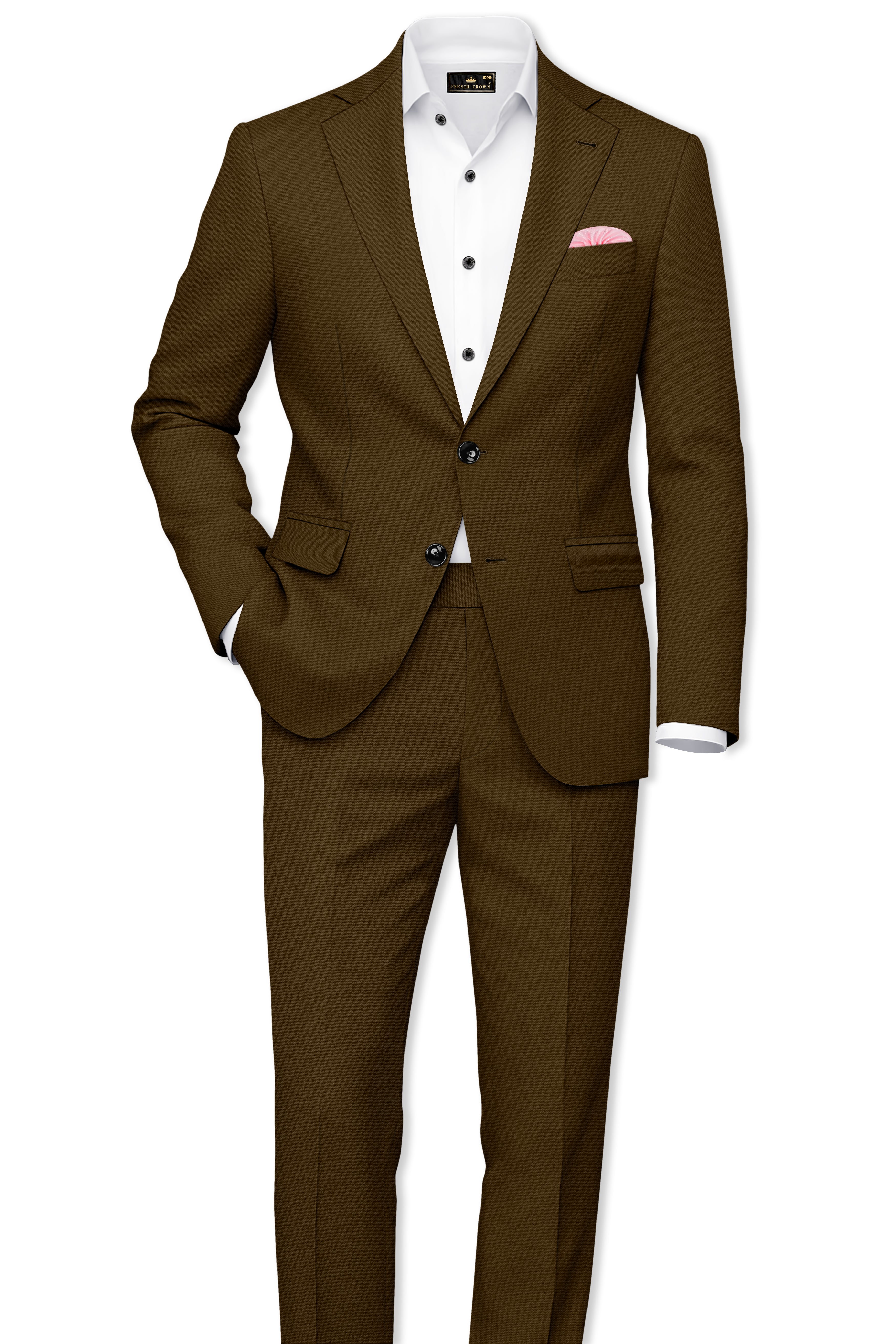 Terra-Korean Tumbleweed Brown 4-Way Stretch Wrinkle-Free Wool Rich Single Breasted Blazer