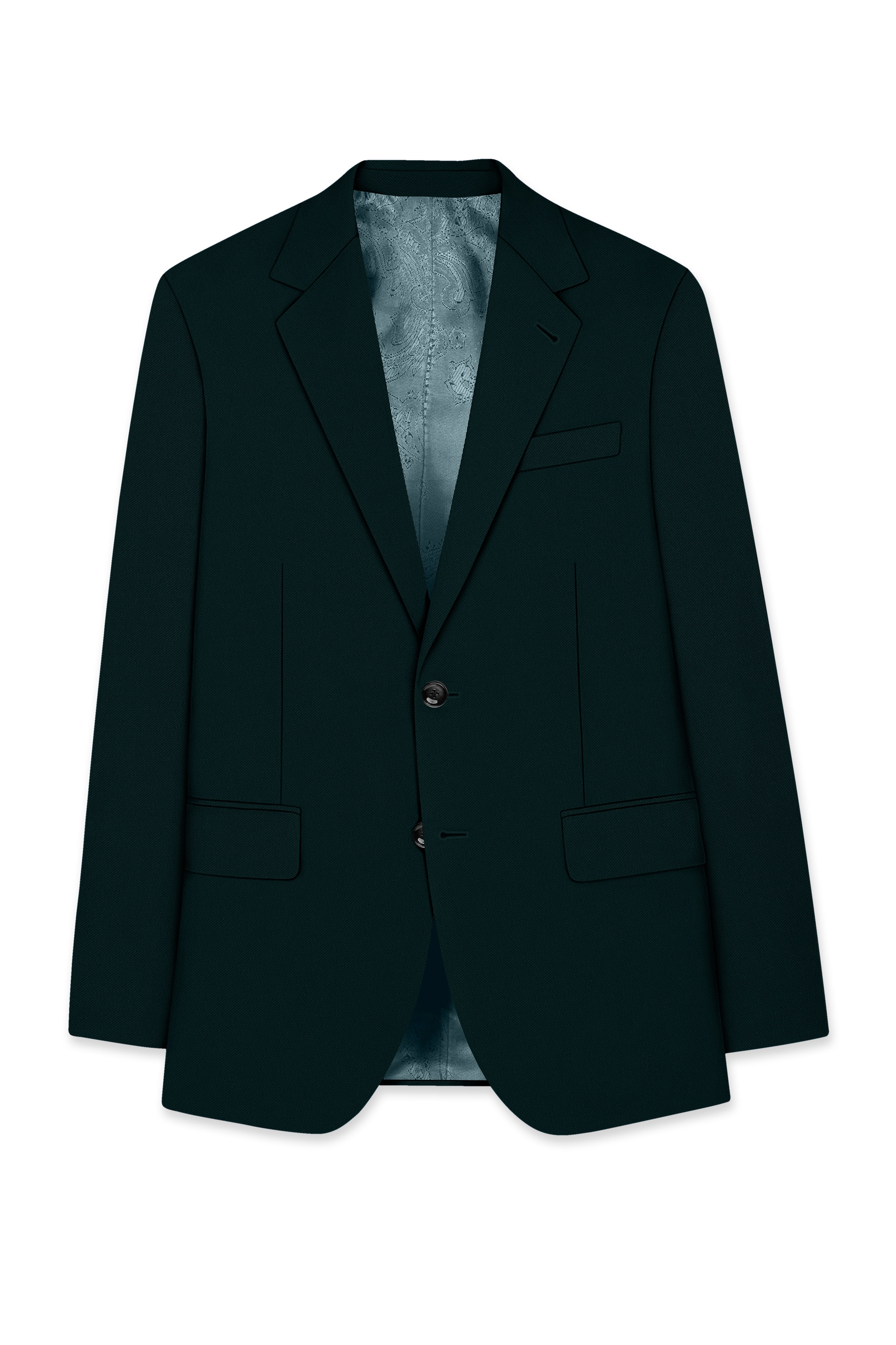 Terrain-Korean Swamp Green 4-Way Stretch Wrinkle-Free Wool Rich Single Breasted Blazer
