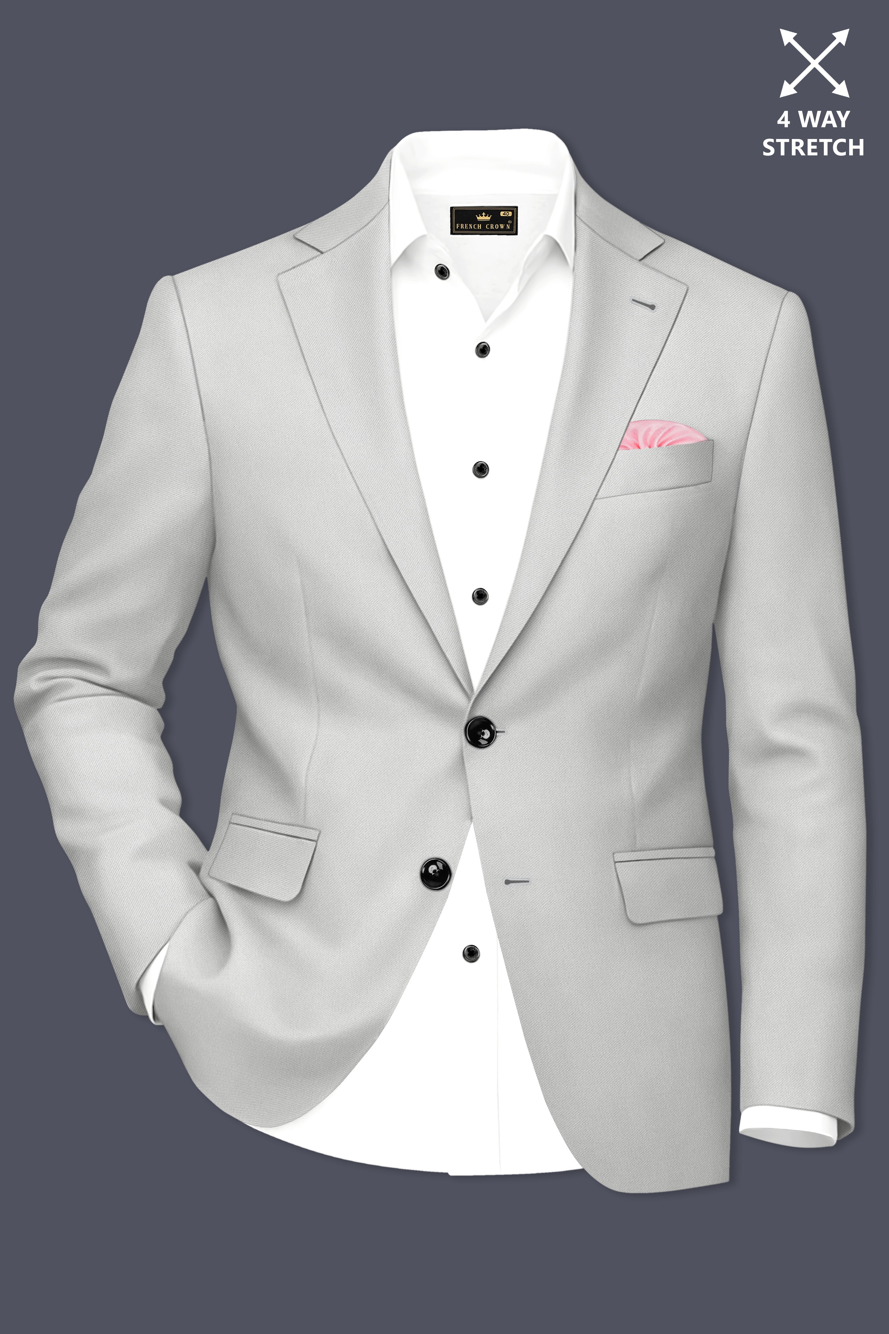 Axiom-Korean Nickel Gray 4-Way Stretch Wrinkle-Free Wool Rich Single Breasted Blazer