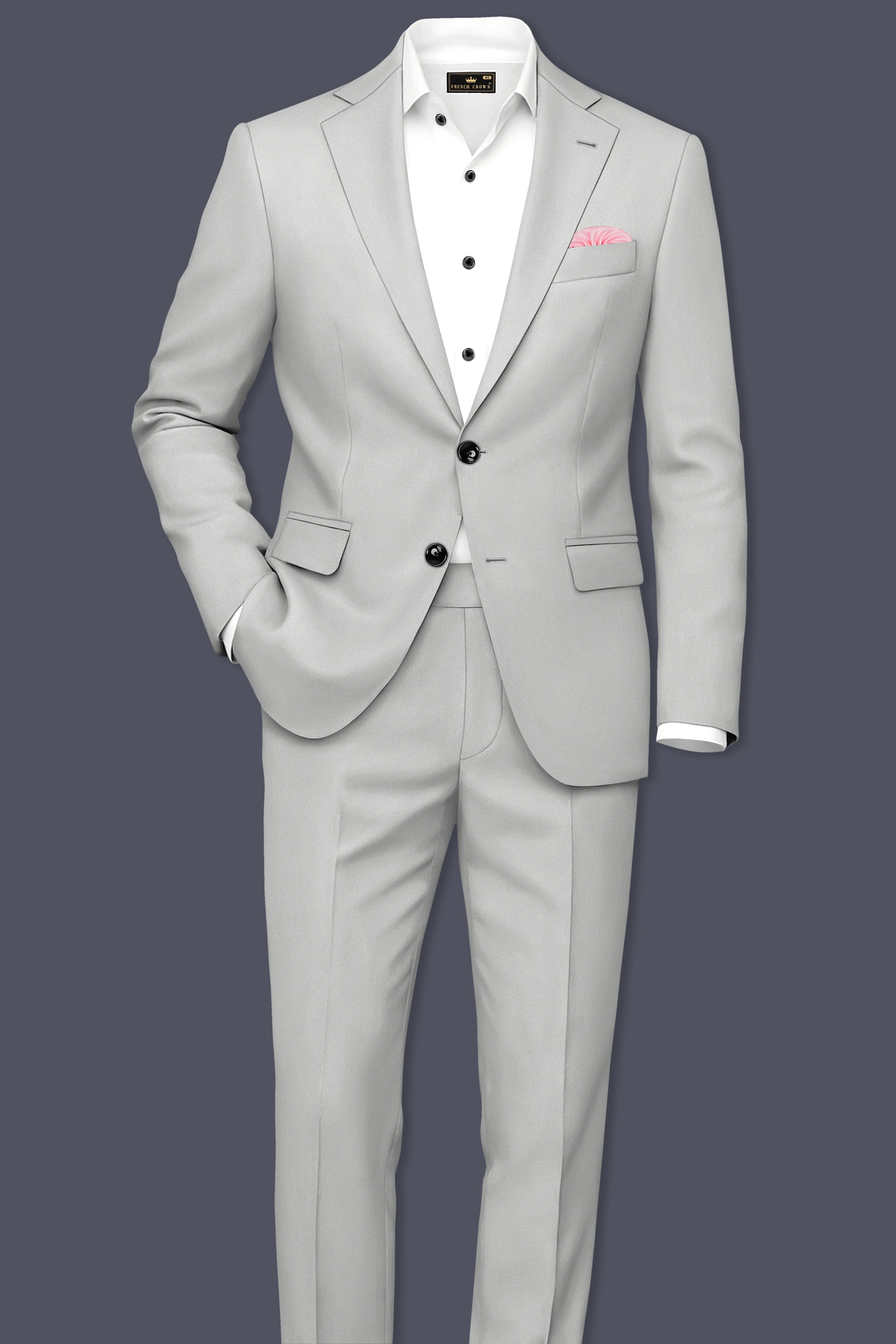 Axiom-Korean Nickel Gray 4-Way Stretch Wrinkle-Free Wool Rich Single Breasted Blazer