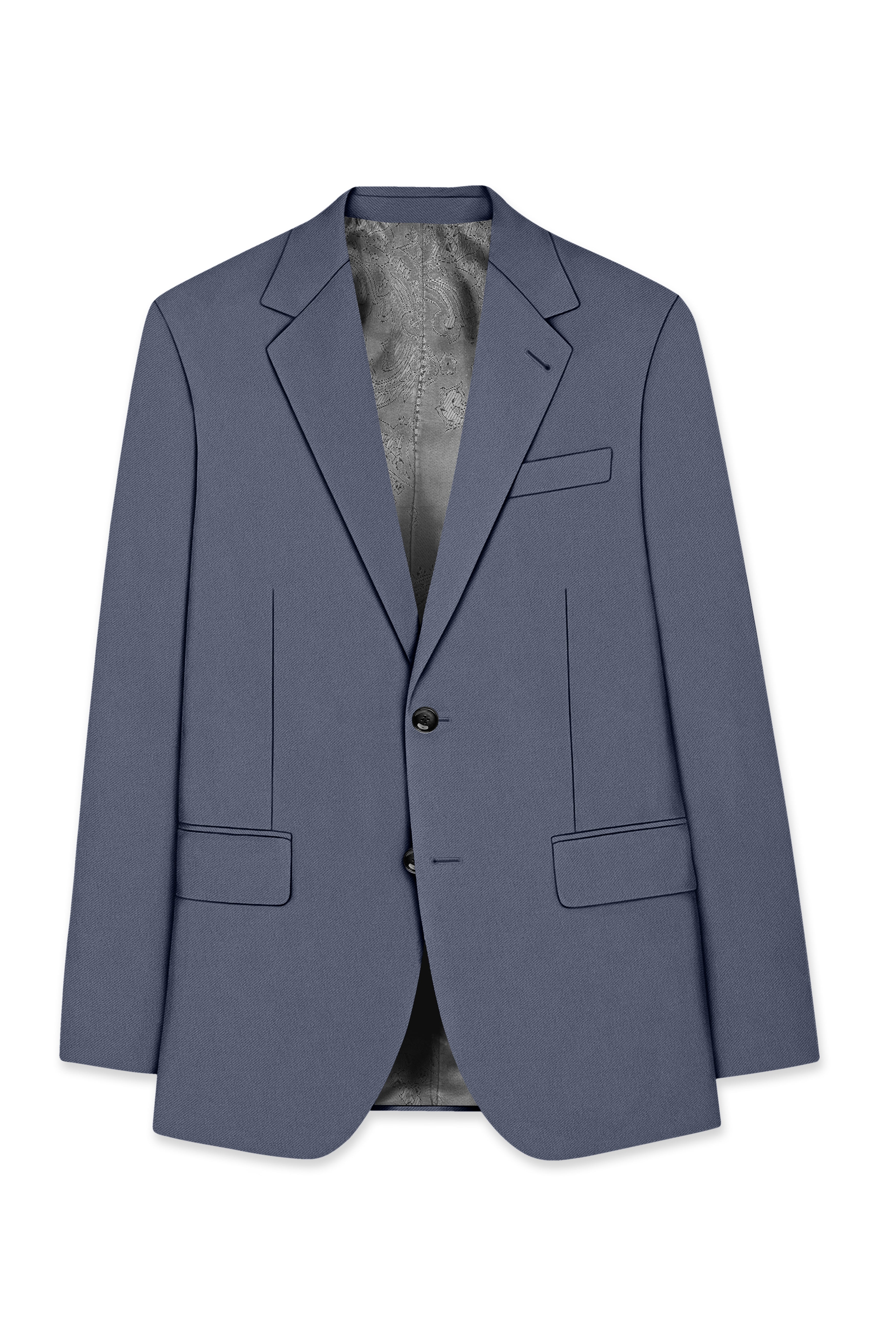 Monarch-Korean Dolphin Gray 4-Way Stretch Wrinkle-Free Wool Rich Single Breasted Blazer