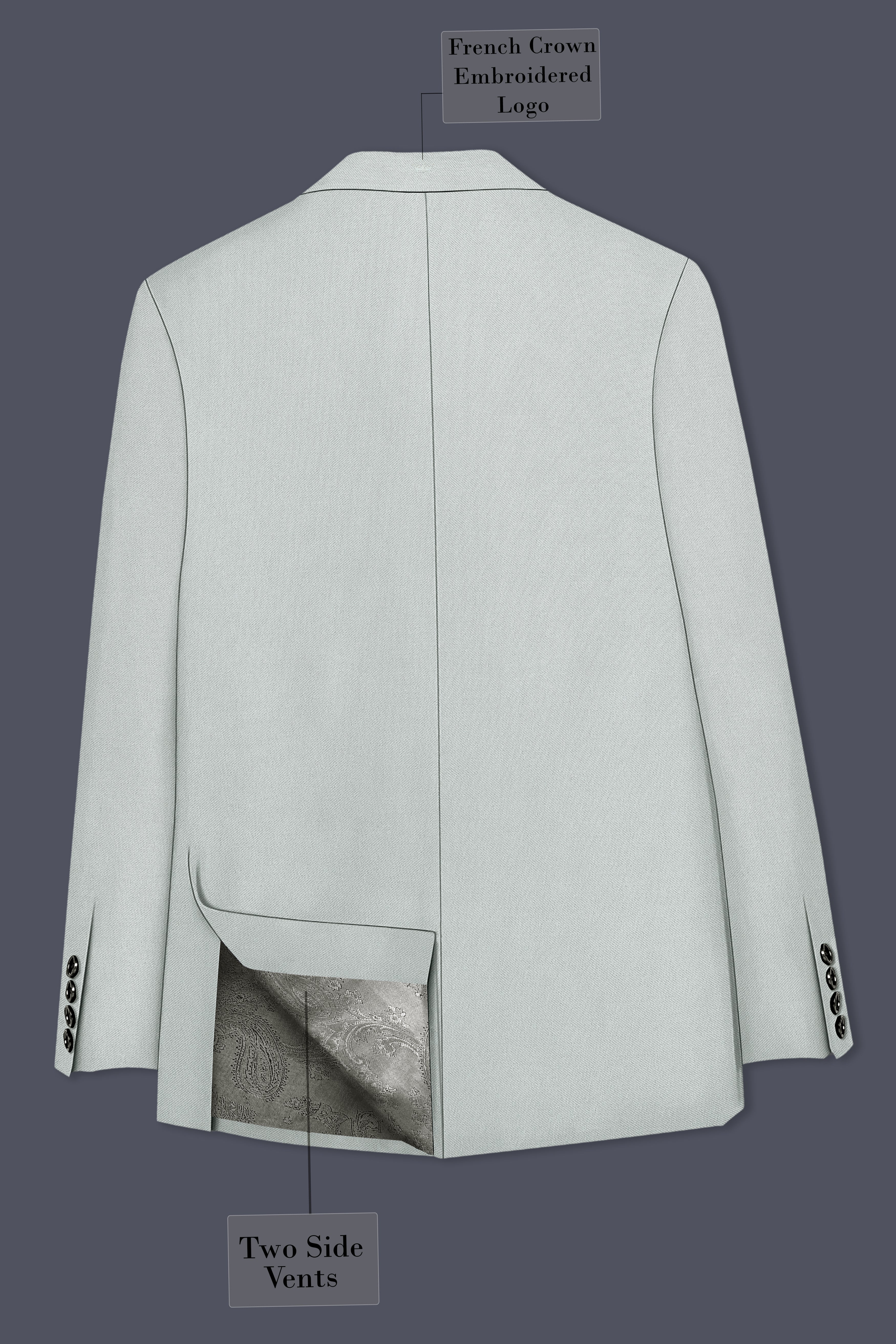 Prestige-Korean Mercury Green 4-Way Stretch Wrinkle-Free Wool Rich Double Breasted Blazer