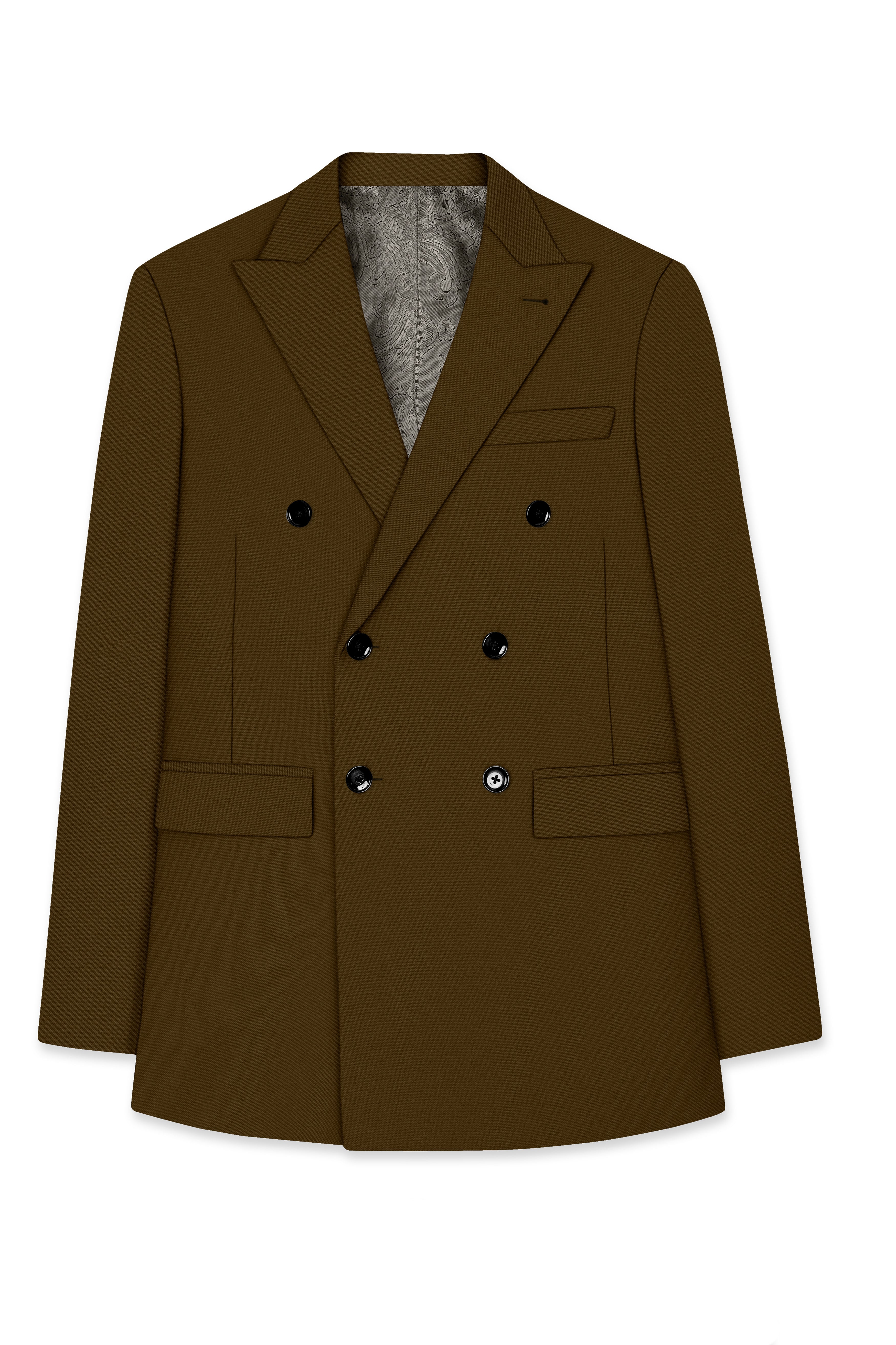 Terra-Korean Tumbleweed Brown 4-Way Stretch Wrinkle-Free Wool Rich Double Breasted Blazer