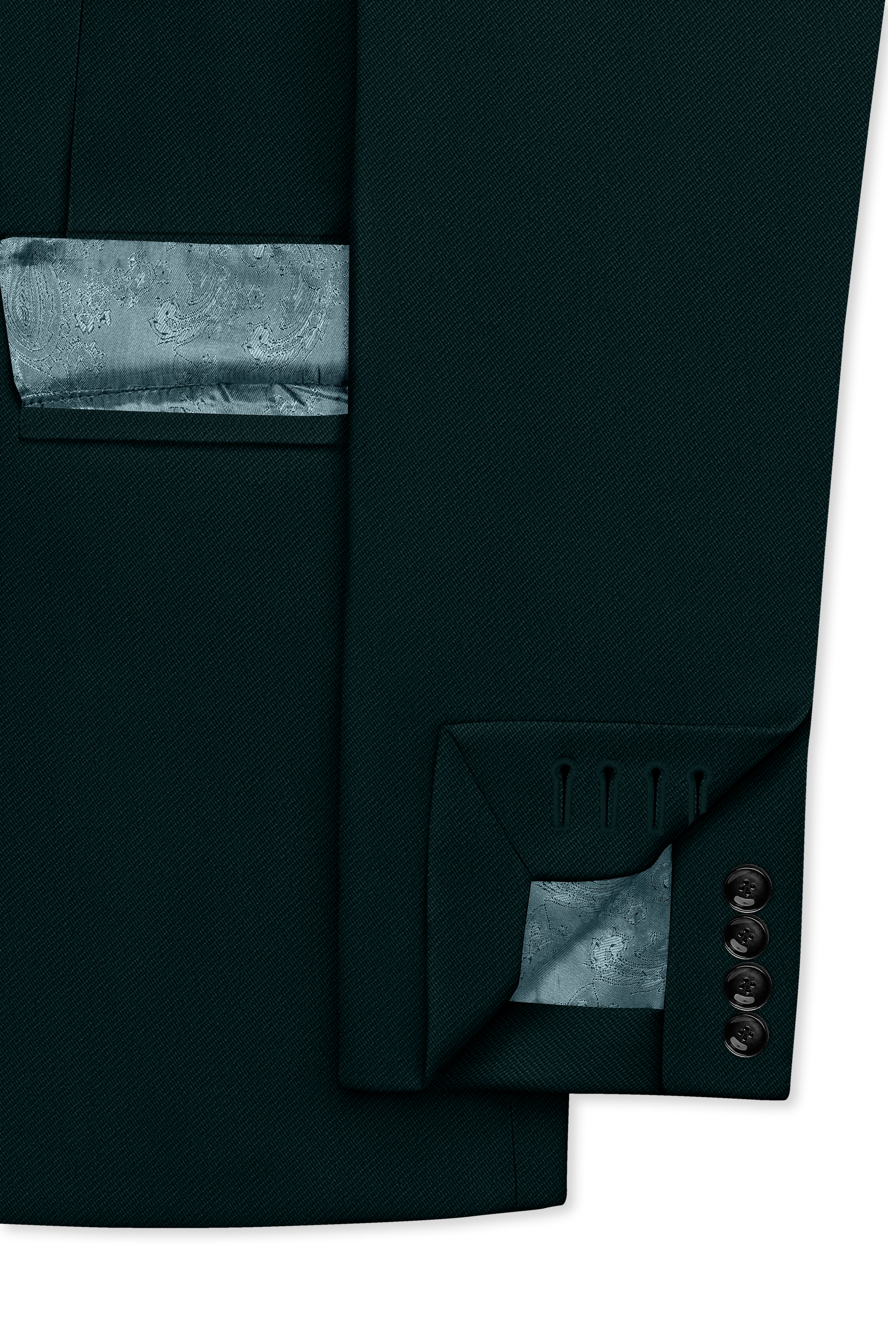 Terrain-Korean Swamp Green 4-Way Stretch Wrinkle-Free Wool Rich Double Breasted Blazer