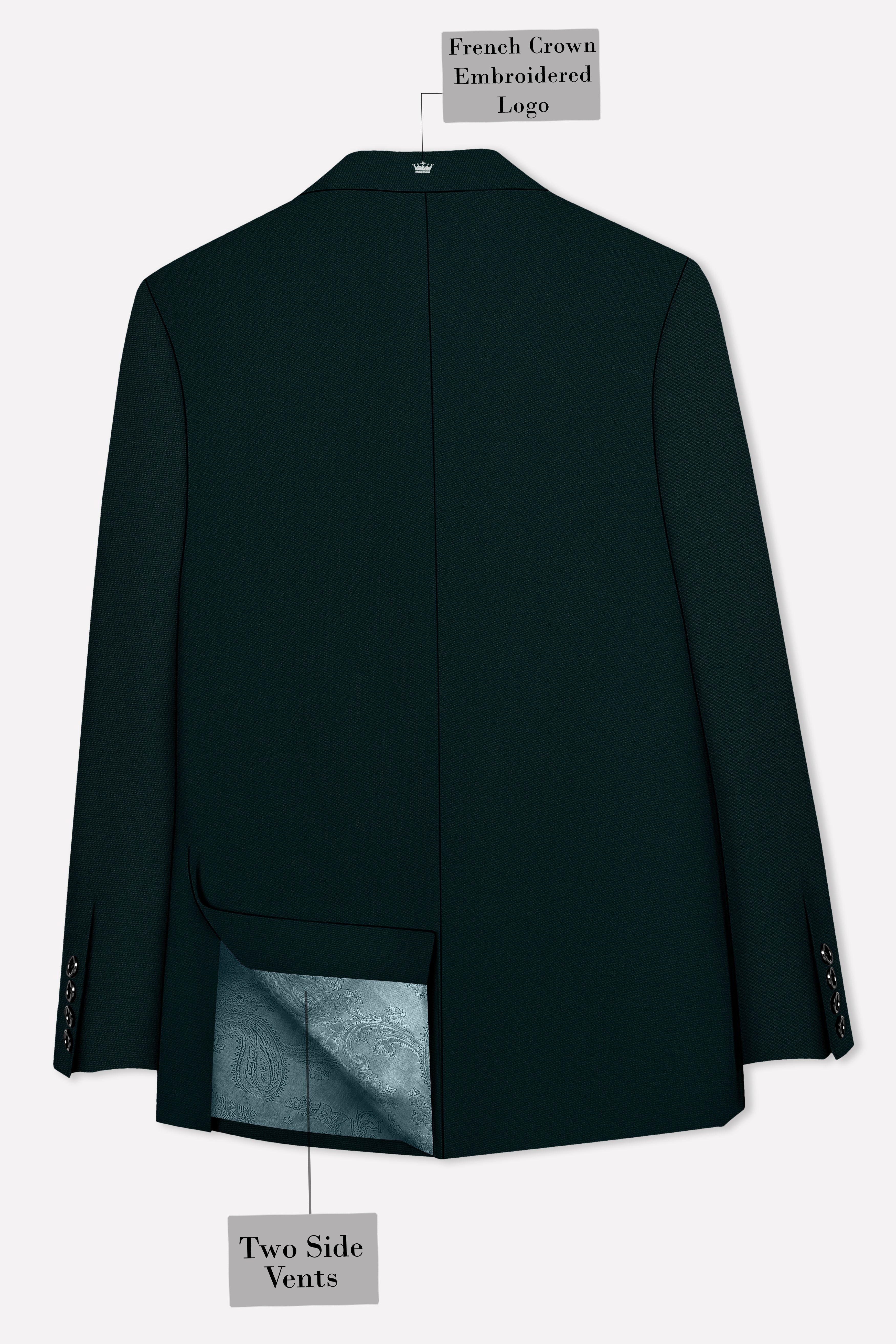 Terrain-Korean Swamp Green 4-Way Stretch Wrinkle-Free Wool Rich Double Breasted Blazer