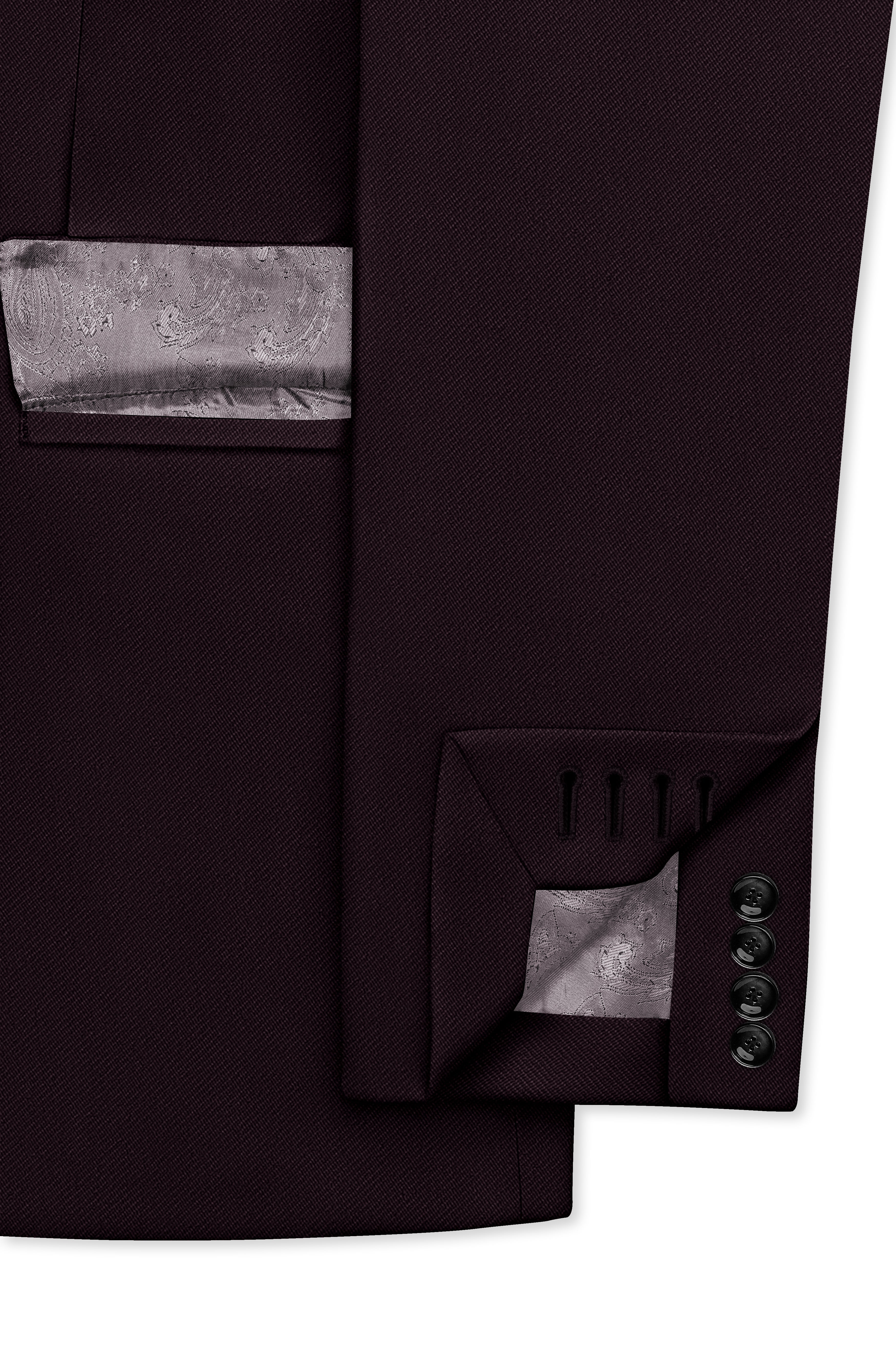 Merlot-Korean Wine Purple 4-Way Stretch Wrinkle-Free Wool Rich Double Breasted Blazer