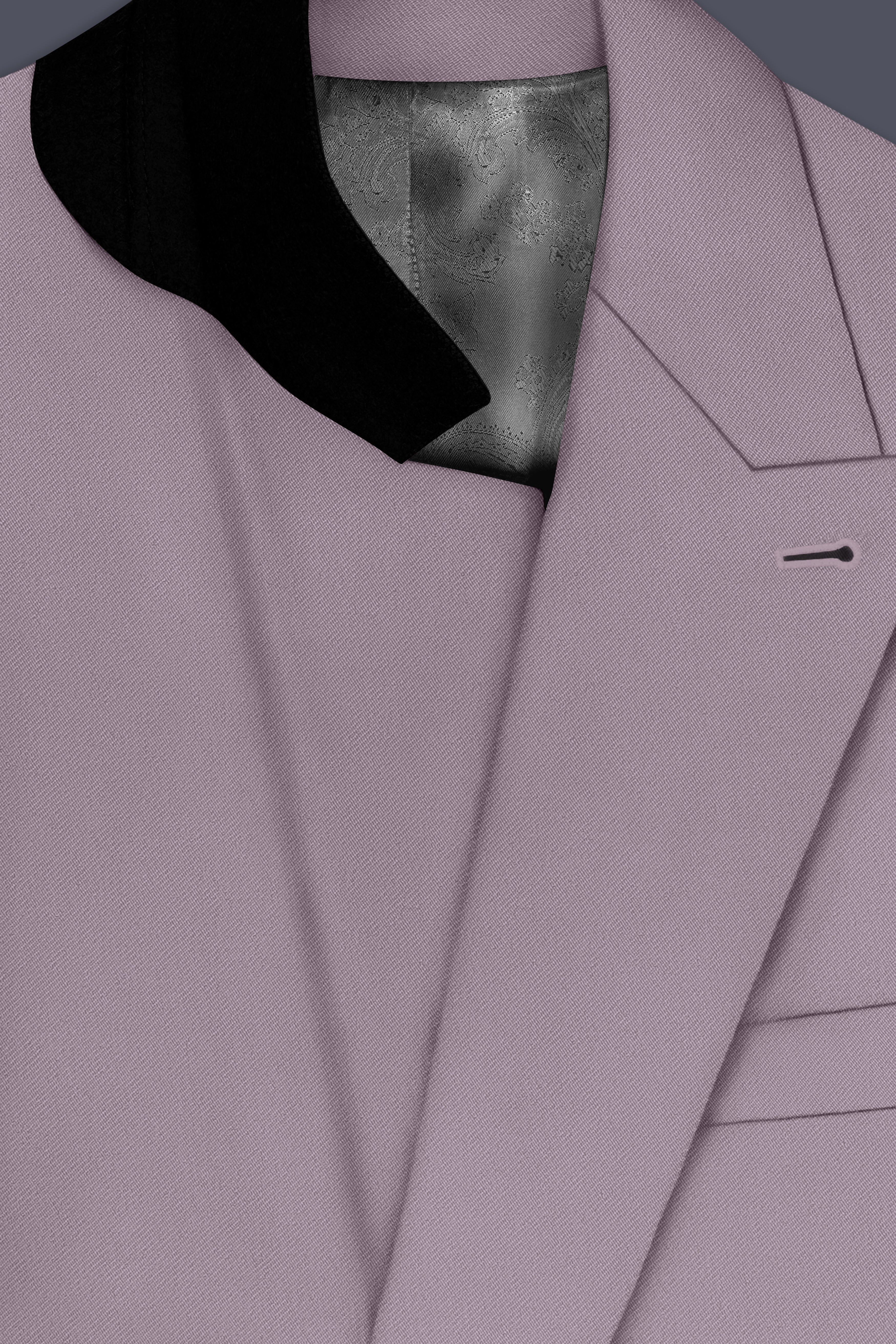 Roselle-Korean Bouquet Pink 4-Way Stretch Wrinkle-Free Wool Rich Double Breasted Blazer