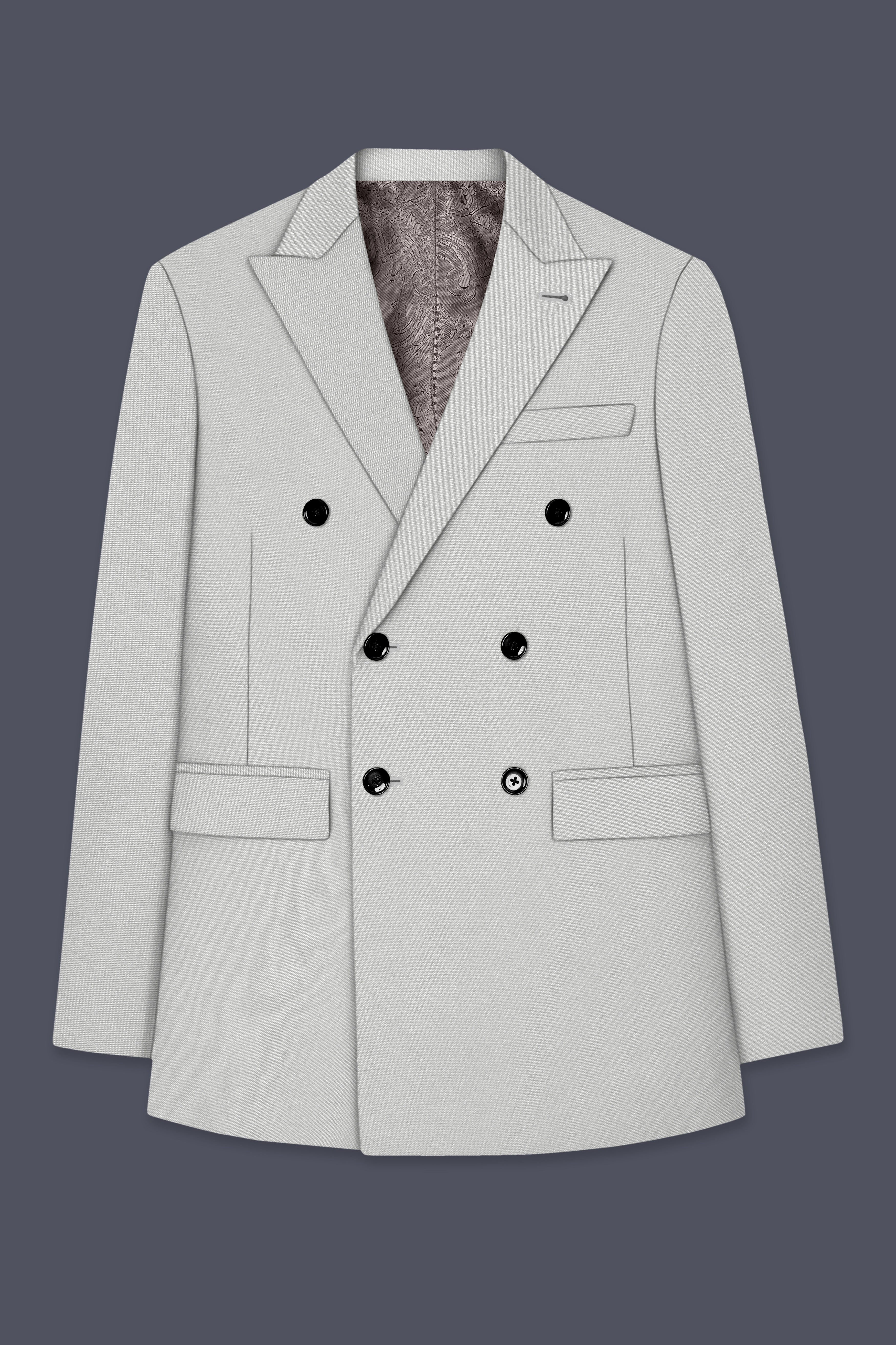 Axiom-Korean Nickel Gray 4-Way Stretch Wrinkle-Free Wool Rich Double Breasted Blazer