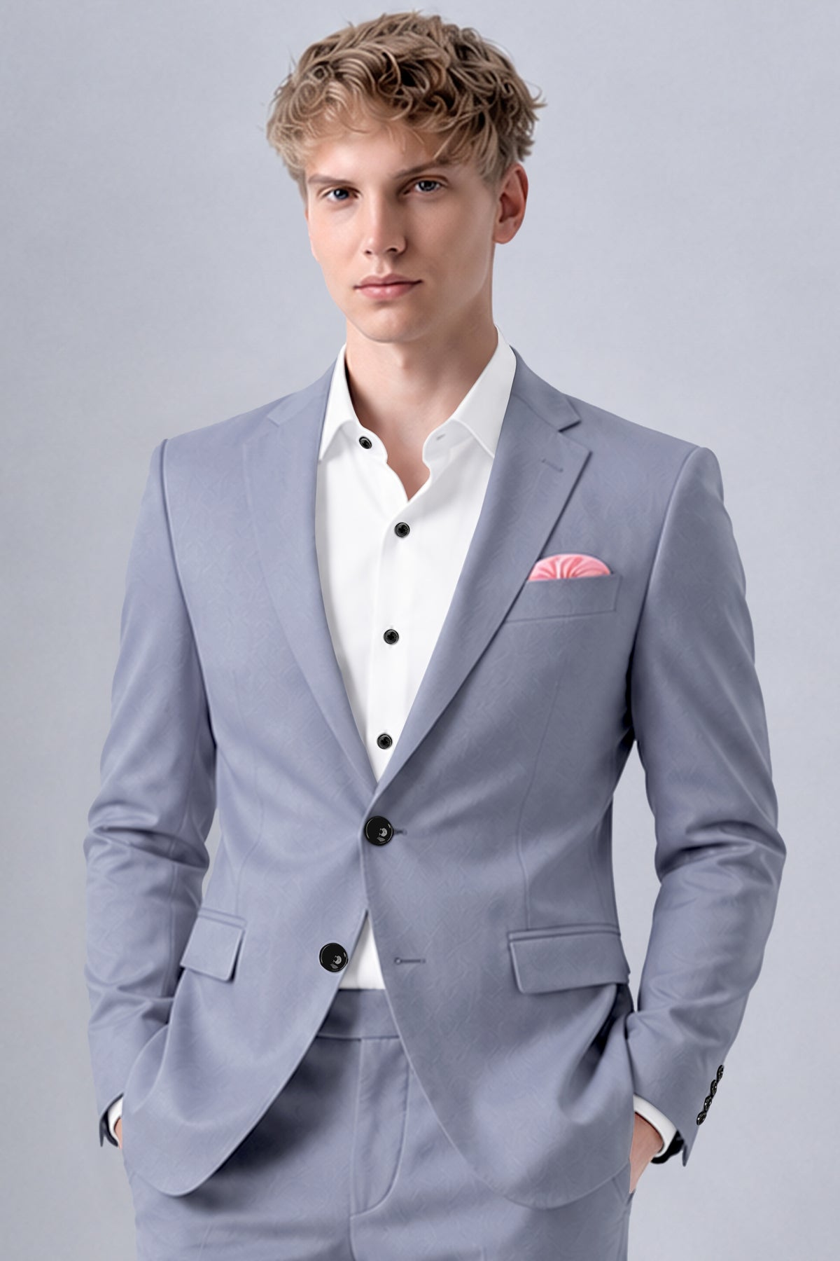 Sterling-Manatee Gray Wool Rich Slight Stretch Single Breasted Blazer