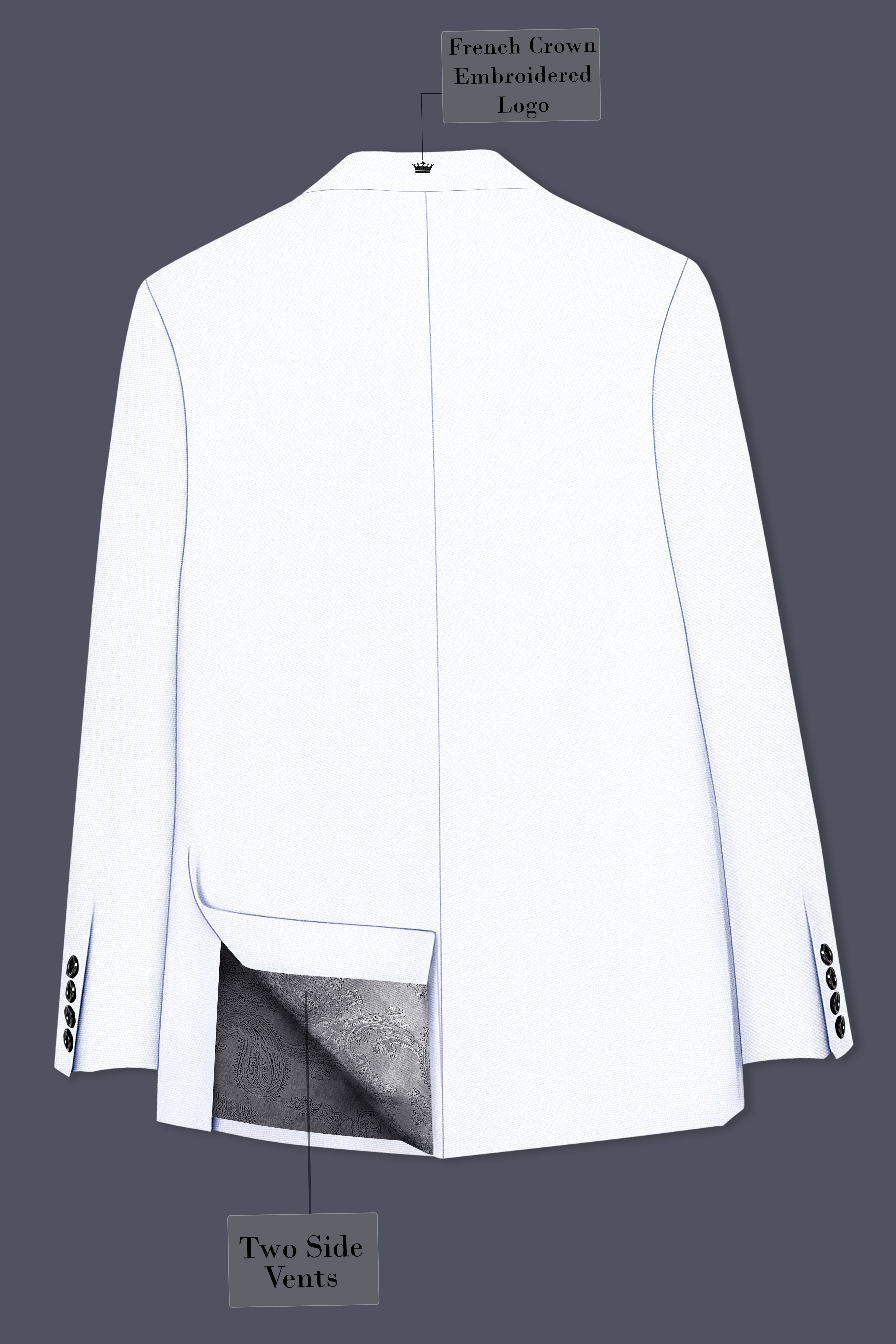 Ivory-Bright White Wool Rich Slight Stretch Single Breasted Blazer