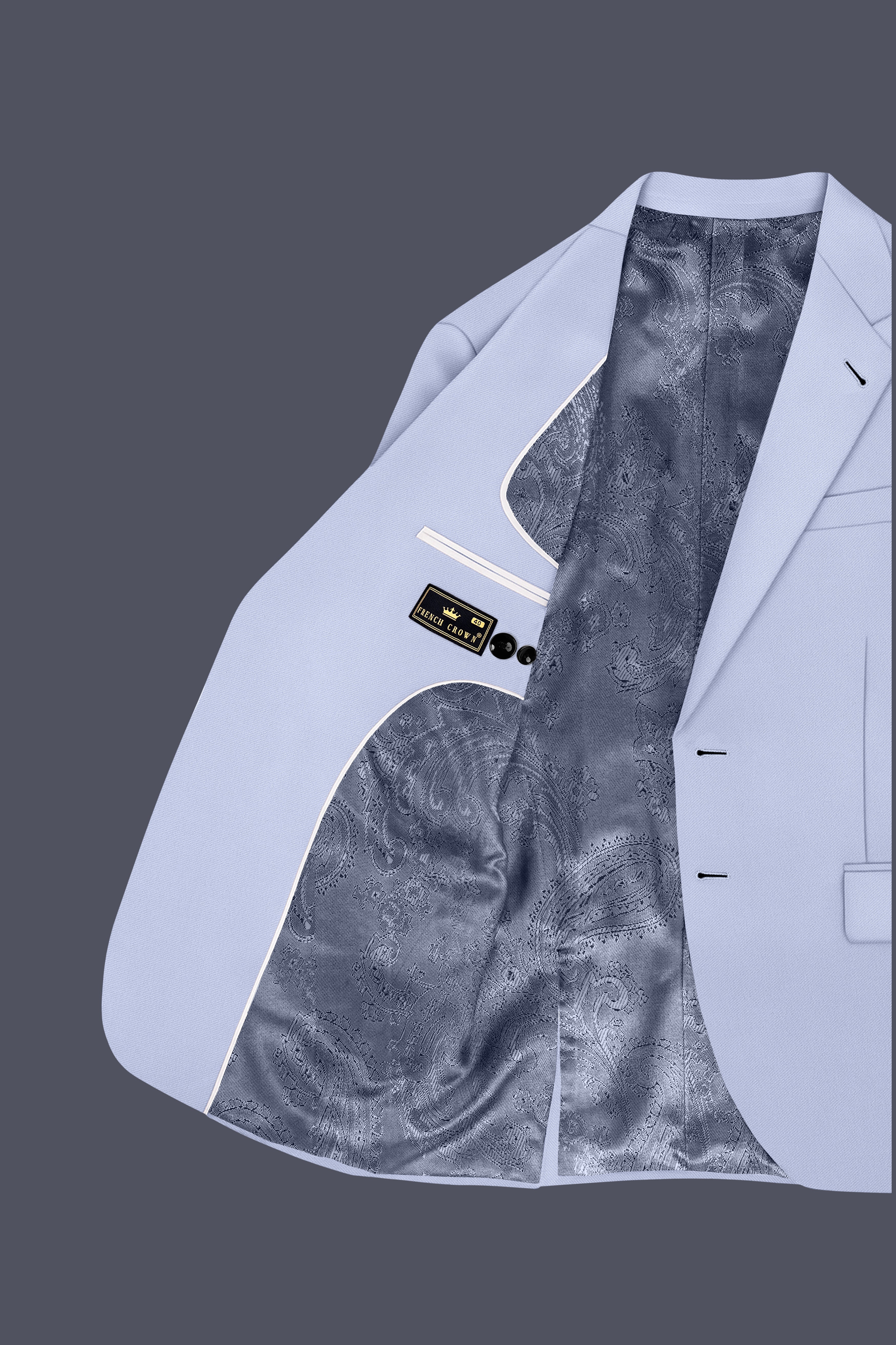 Azure-Periwinkle Blue Wool Rich Slight Stretch Single Breasted Blazer