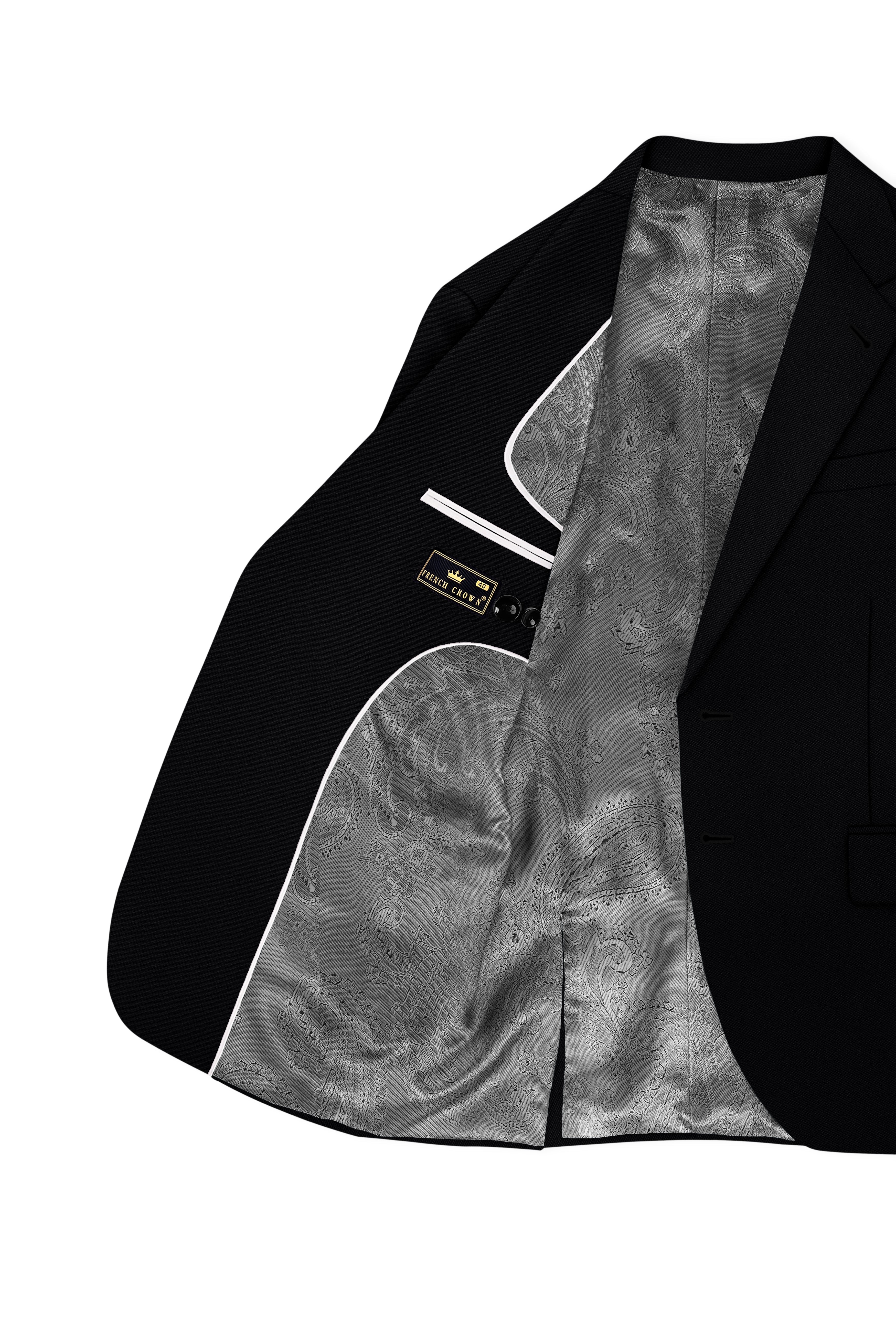Noir-Jade Black Wool Rich Slight Stretch Single Breasted Blazer