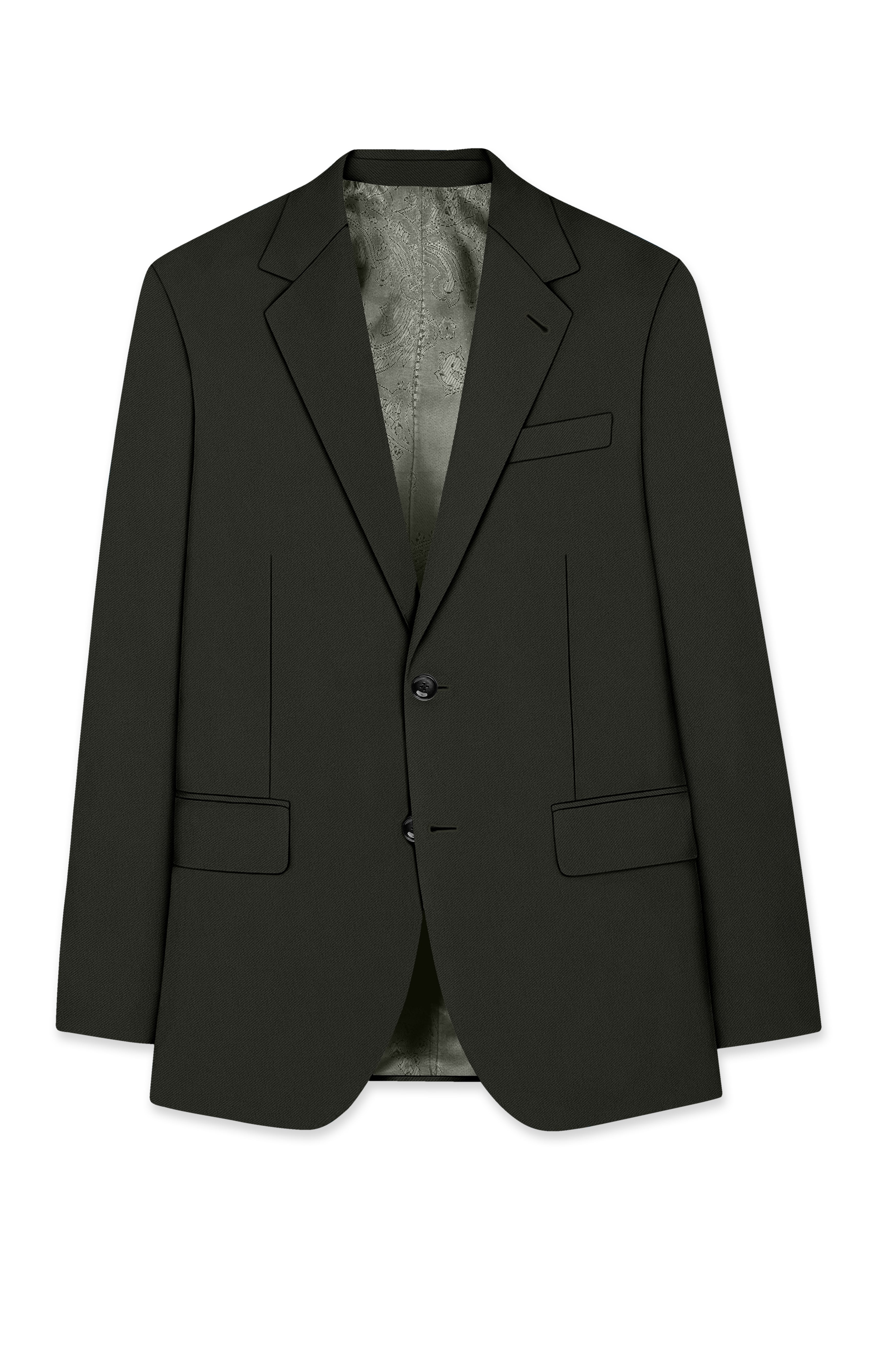 Apex-Piano Green Wool Rich Slight Stretch Single Breasted Blazer