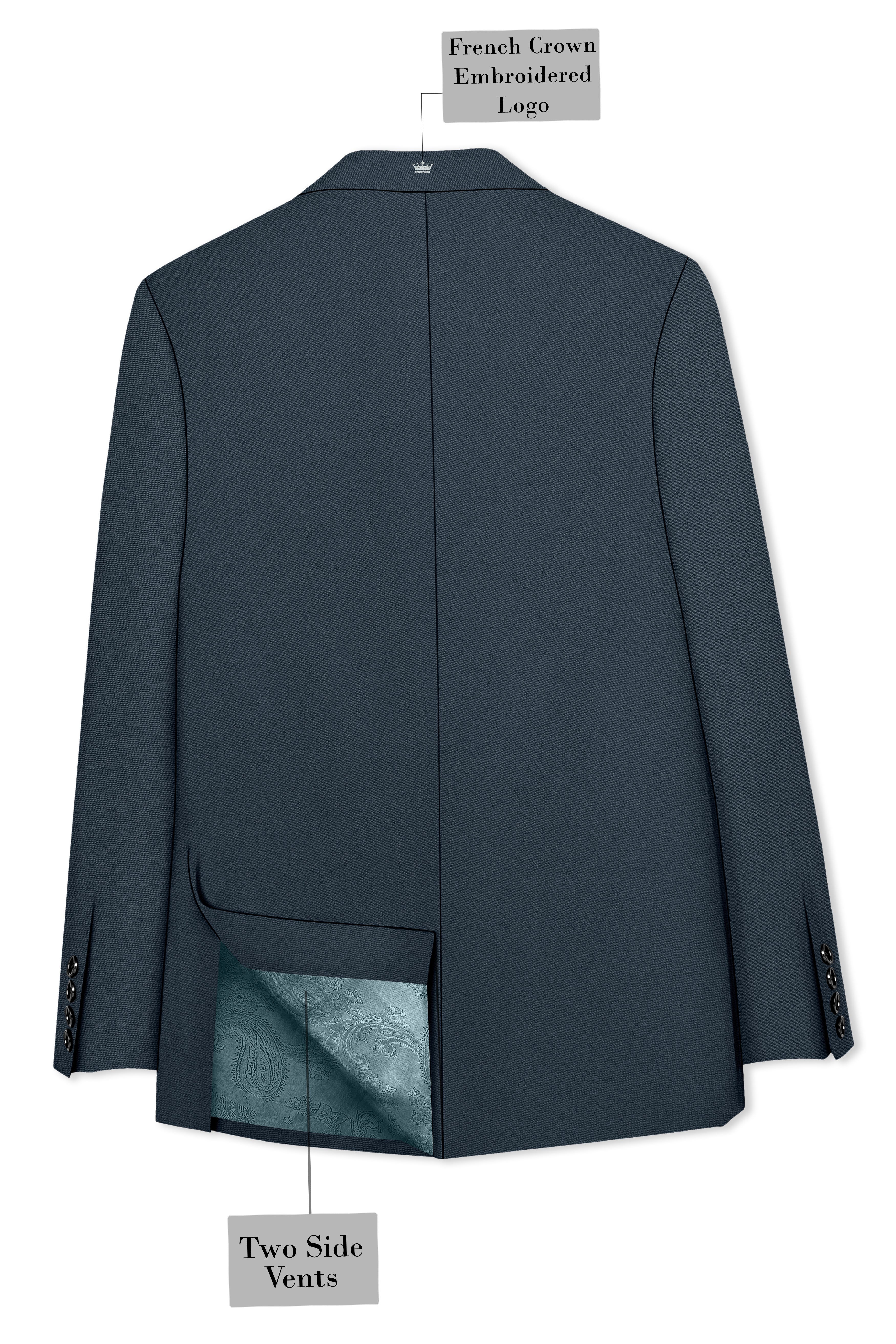 Titan-Shark Gray Wool Rich Slight Stretch Double Breasted Blazer